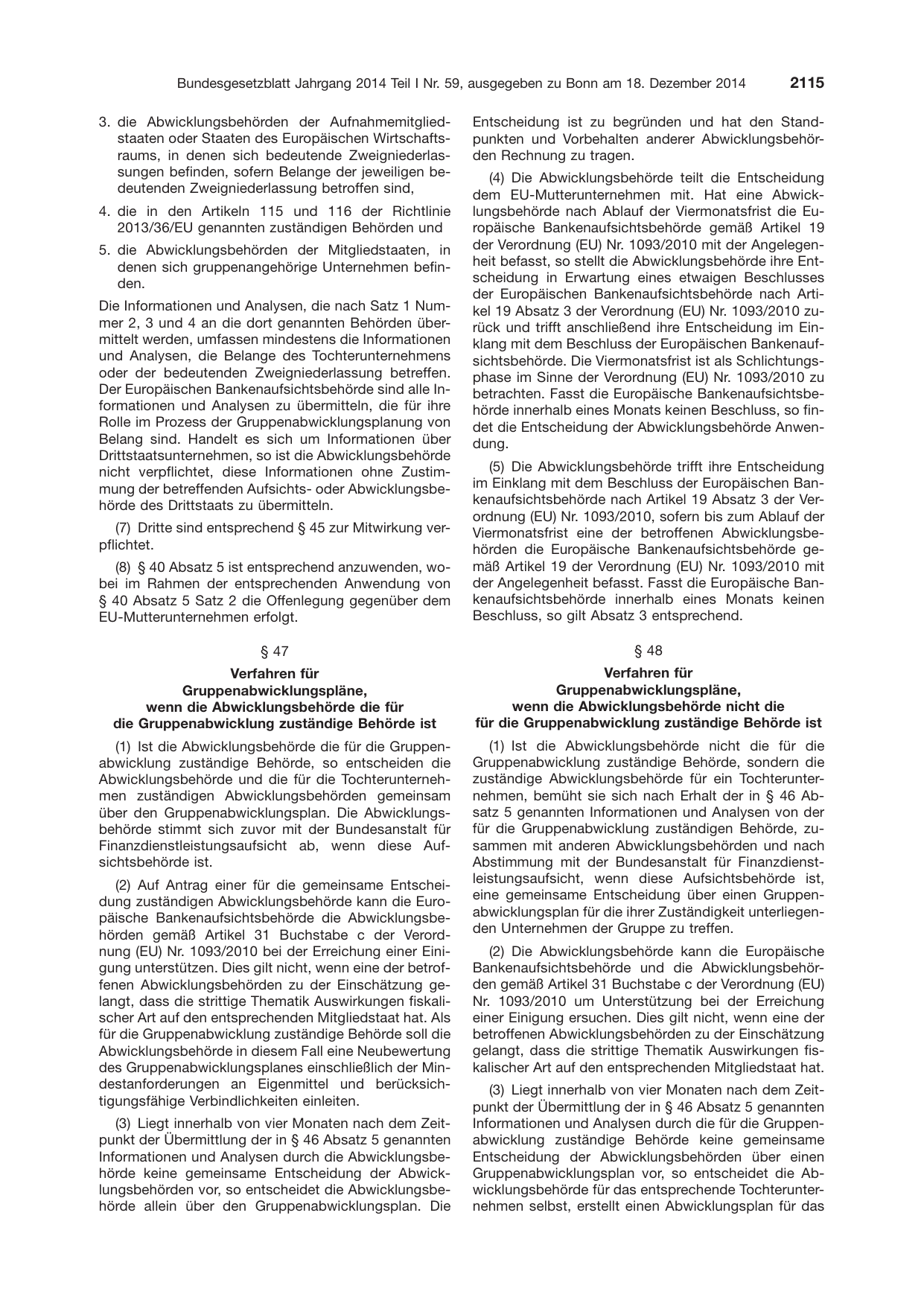 BGBl. 2014, Seite 2115 — Originalseite als Abbildung