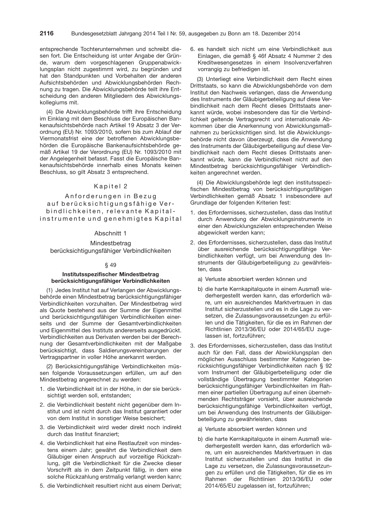 BGBl. 2014, Seite 2116 — Originalseite als Abbildung