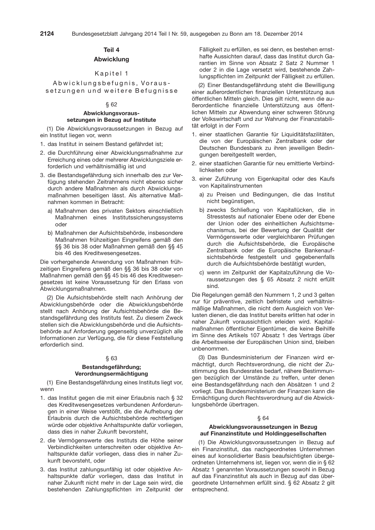 BGBl. 2014, Seite 2124 — Originalseite als Abbildung