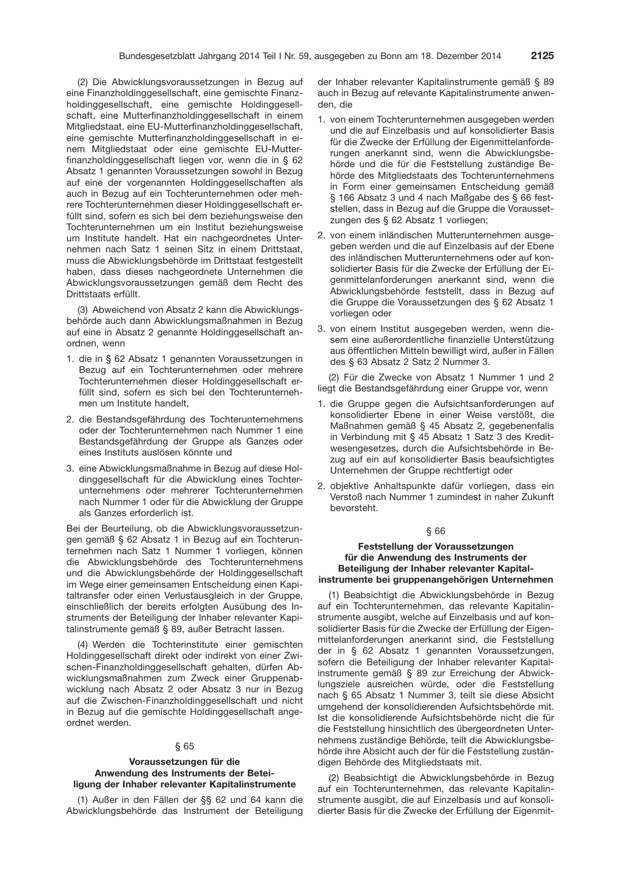 BGBl. 2014, Seite 2125 — Originalseite als Abbildung