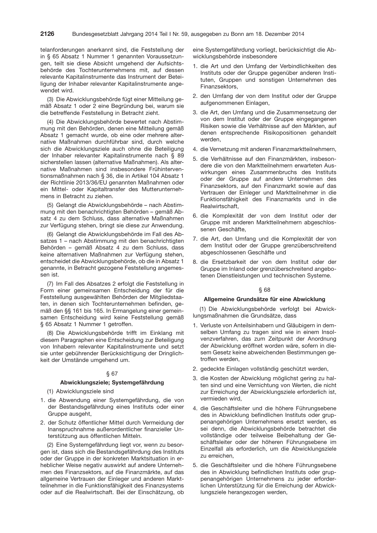 BGBl. 2014, Seite 2126 — Originalseite als Abbildung