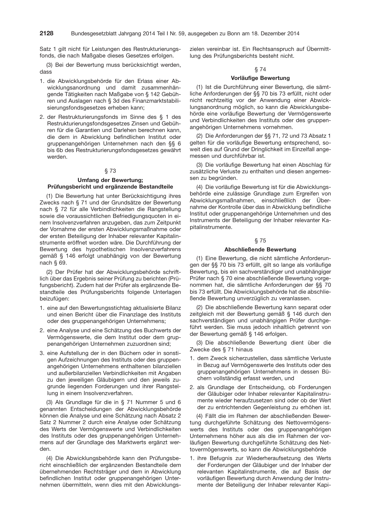 BGBl. 2014, Seite 2128 — Originalseite als Abbildung