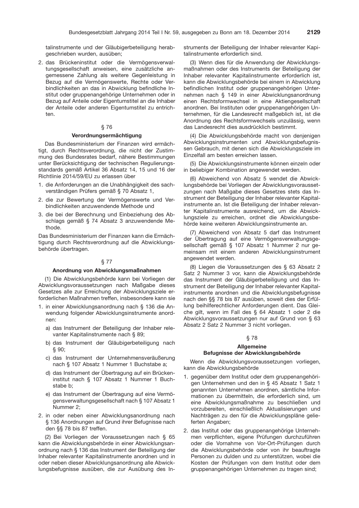 BGBl. 2014, Seite 2129 — Originalseite als Abbildung