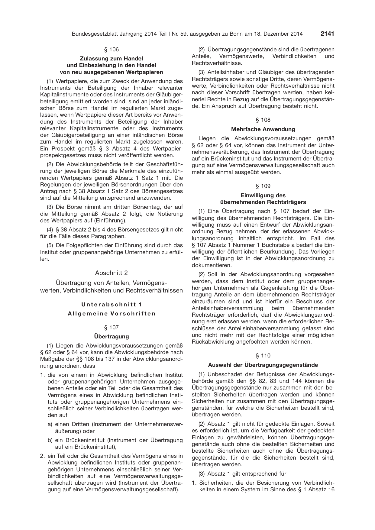 BGBl. 2014, Seite 2141 — Originalseite als Abbildung