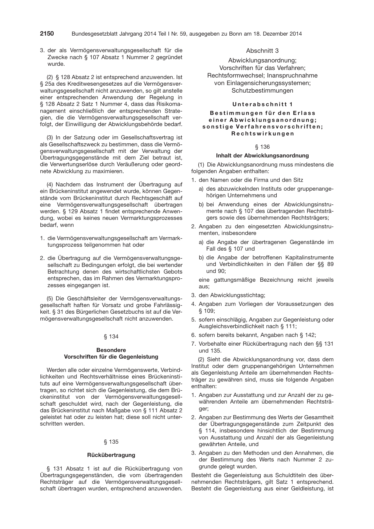 BGBl. 2014, Seite 2150 — Originalseite als Abbildung