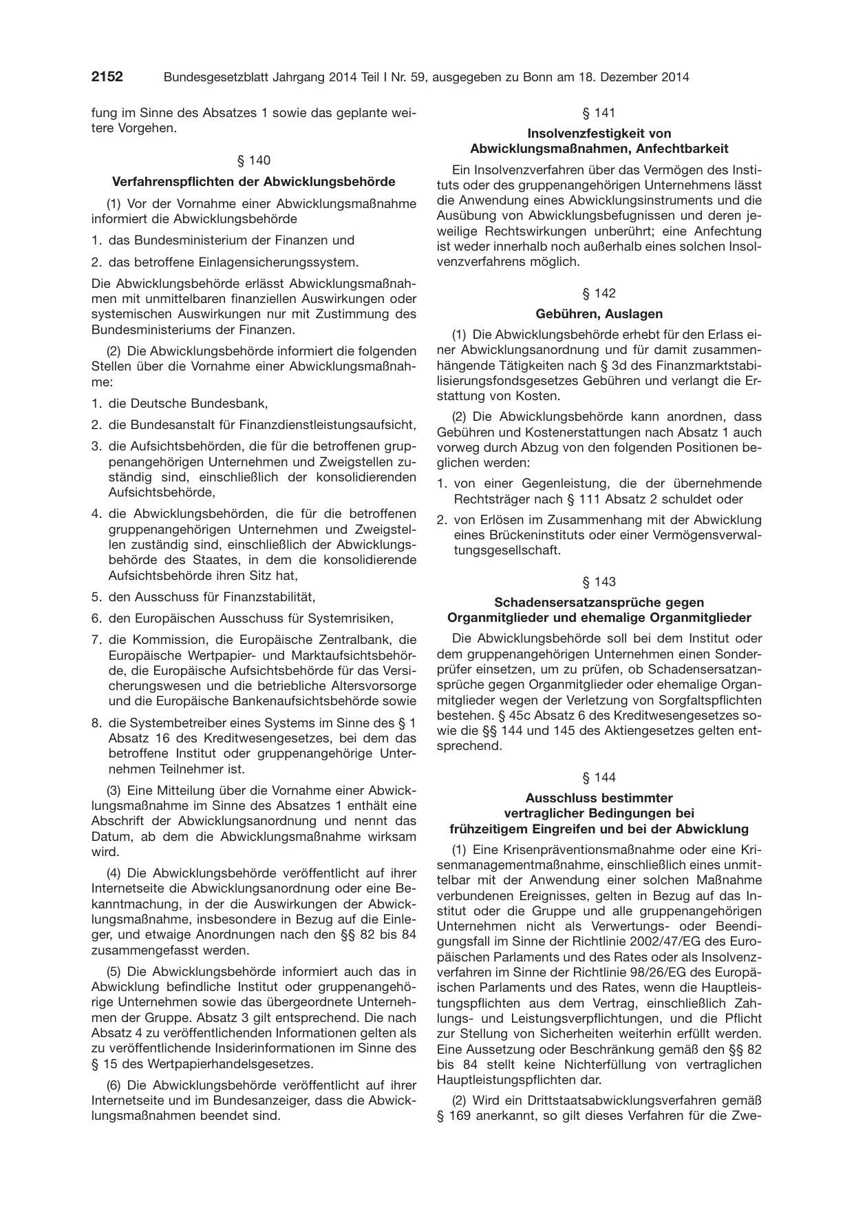 BGBl. 2014, Seite 2152 — Originalseite als Abbildung