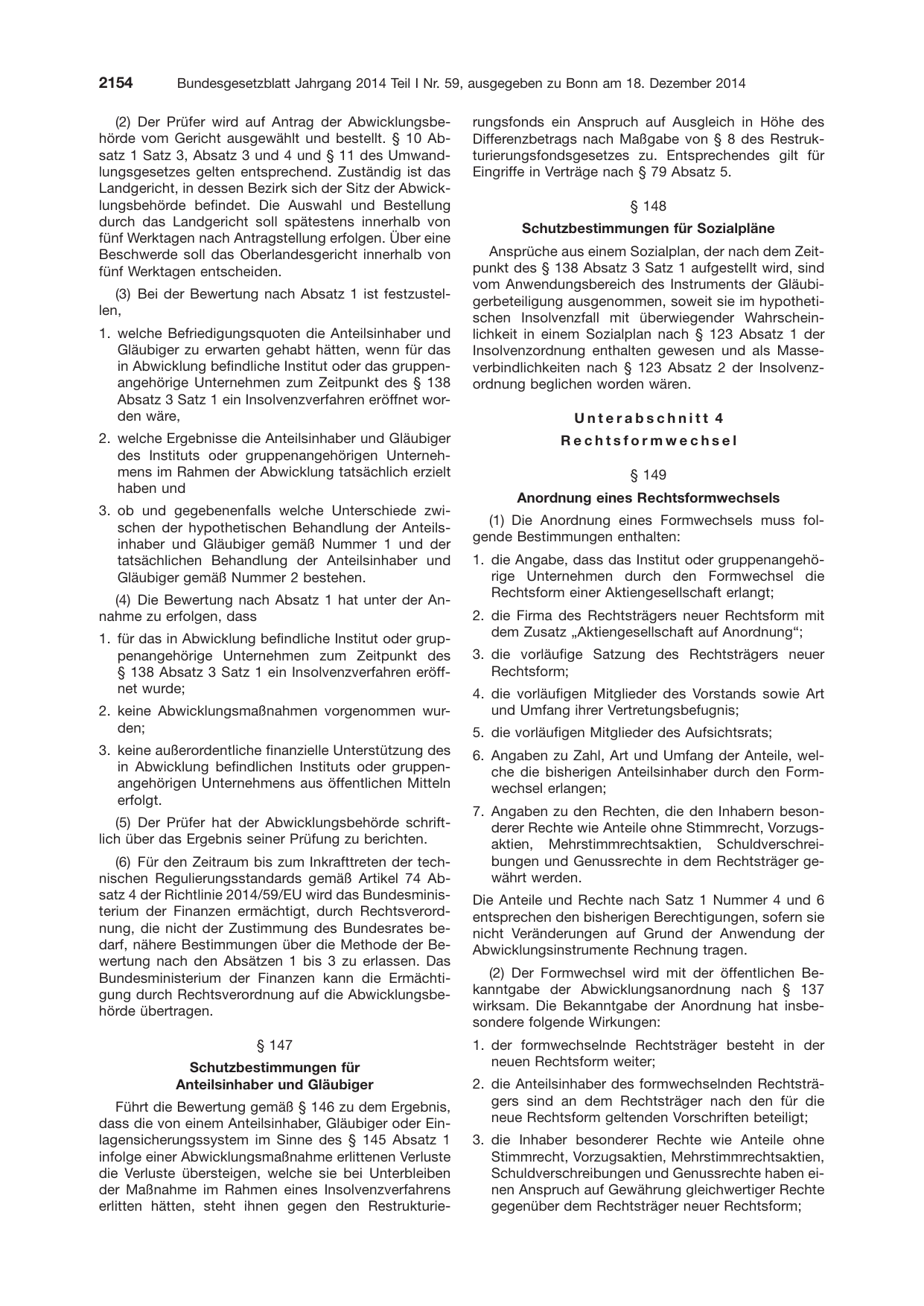 BGBl. 2014, Seite 2154 — Originalseite als Abbildung