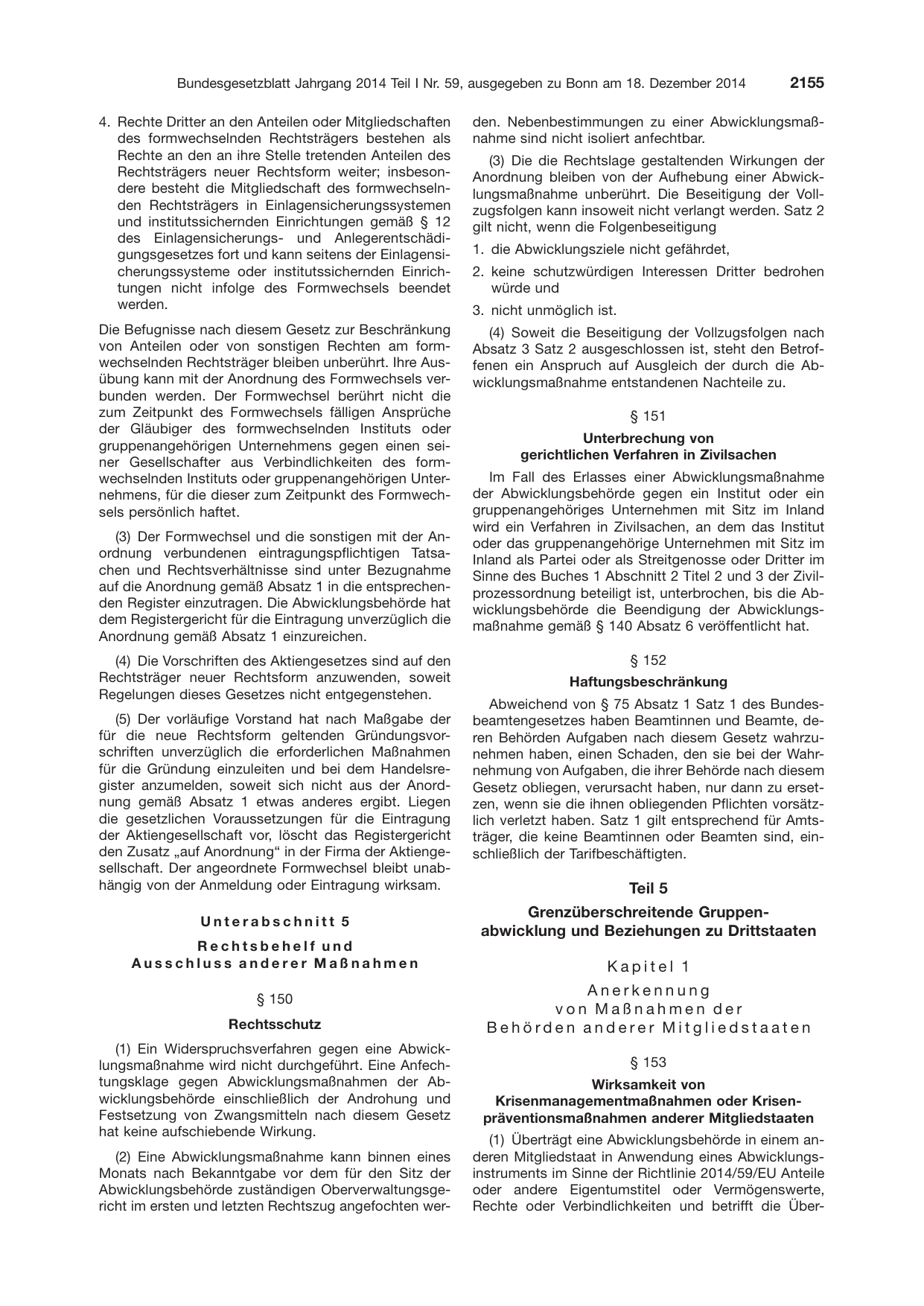 BGBl. 2014, Seite 2155 — Originalseite als Abbildung