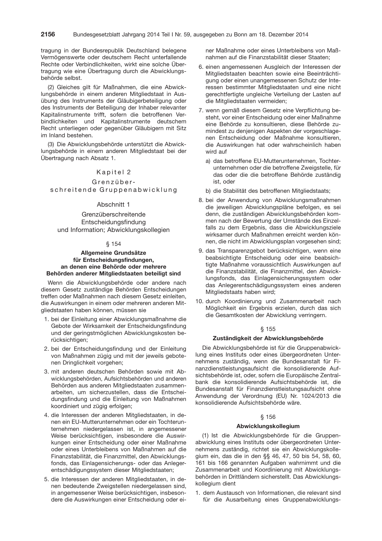 BGBl. 2014, Seite 2156 — Originalseite als Abbildung