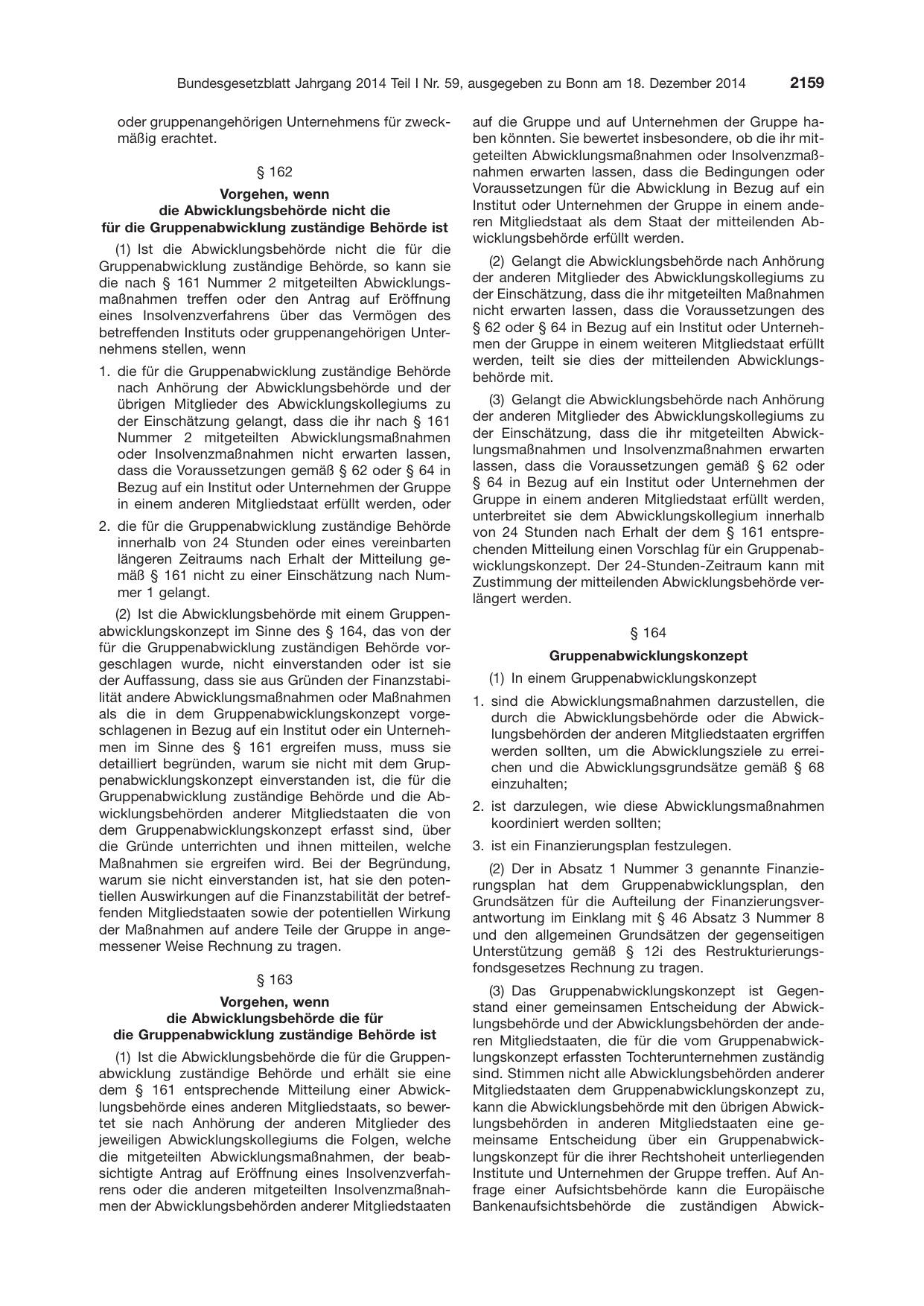 BGBl. 2014, Seite 2159 — Originalseite als Abbildung