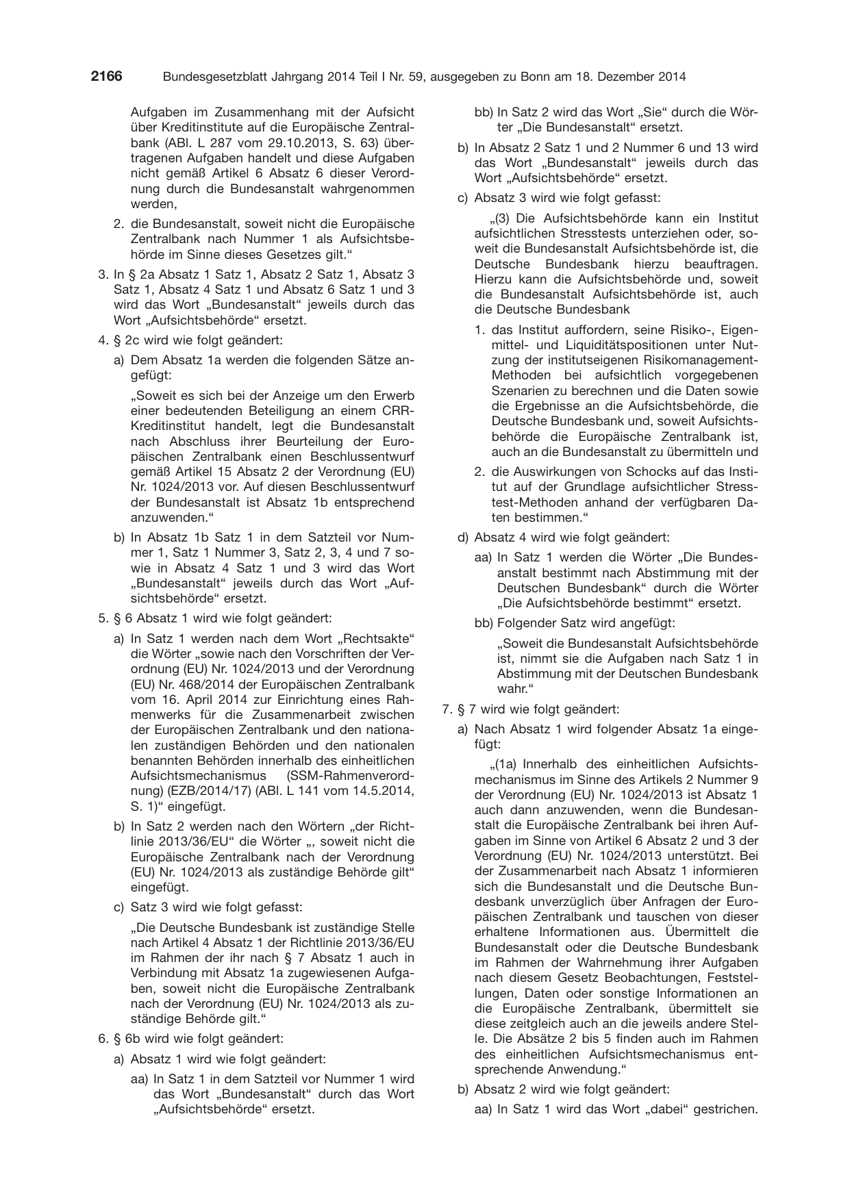 BGBl. 2014, Seite 2166 — Originalseite als Abbildung