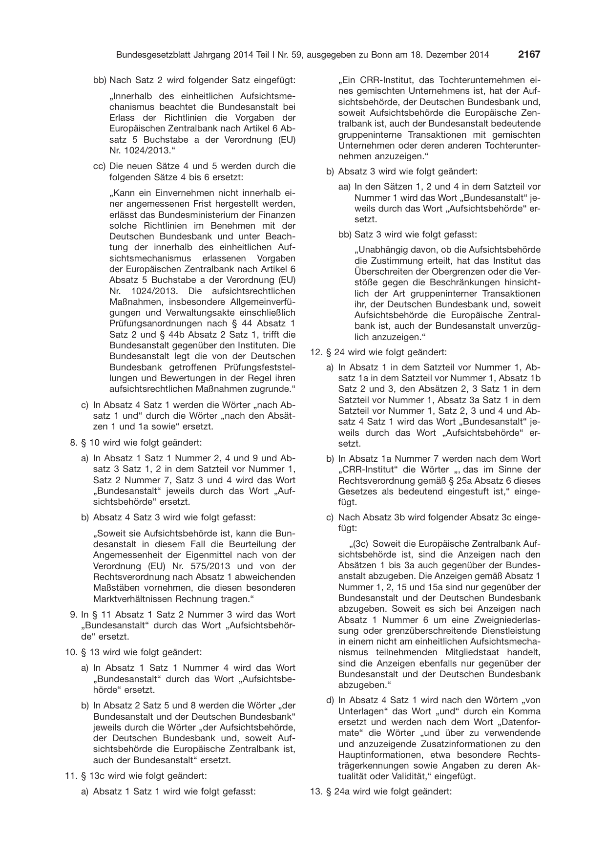 BGBl. 2014, Seite 2167 — Originalseite als Abbildung