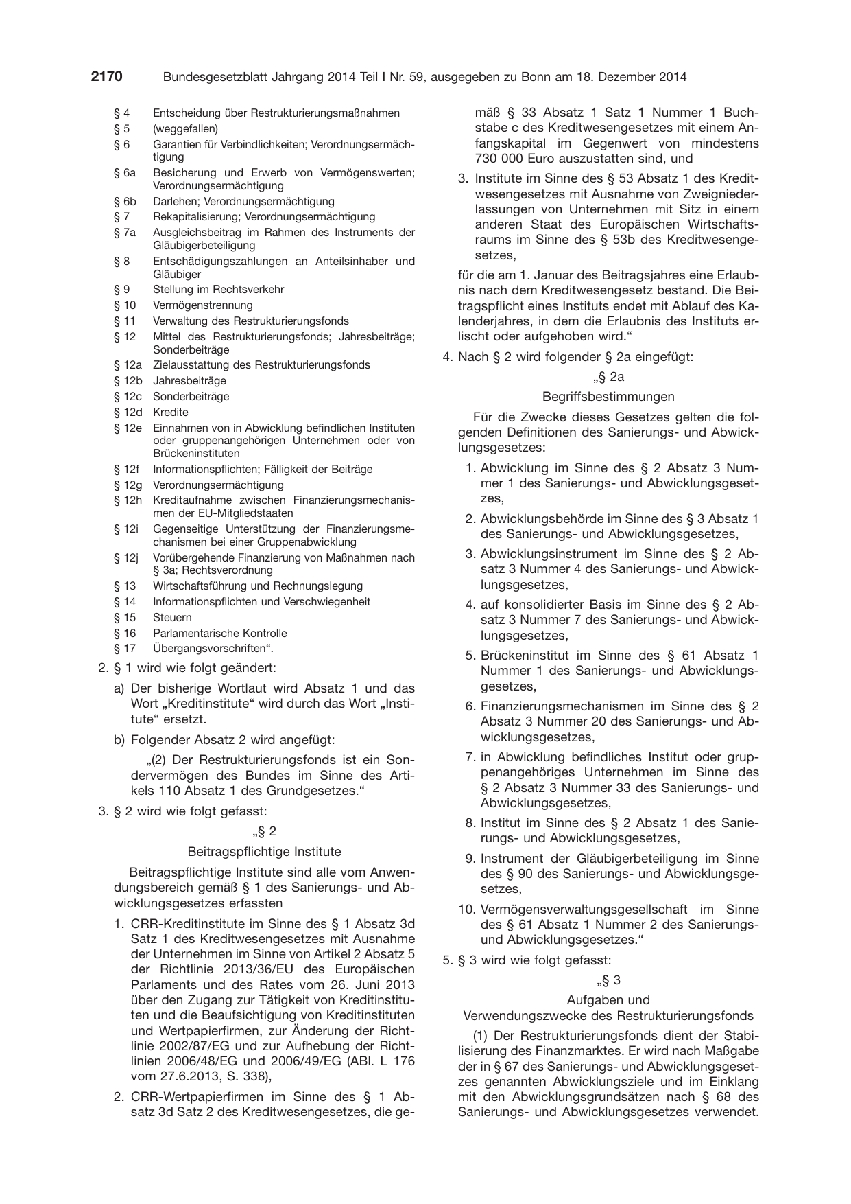 BGBl. 2014, Seite 2170 — Originalseite als Abbildung