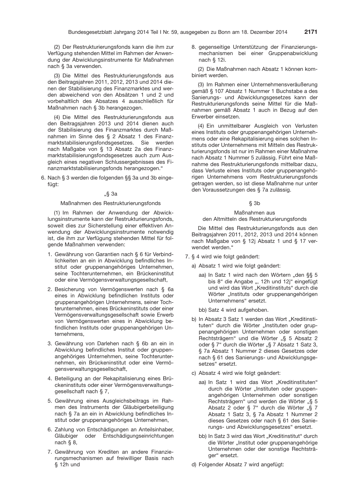 BGBl. 2014, Seite 2171 — Originalseite als Abbildung