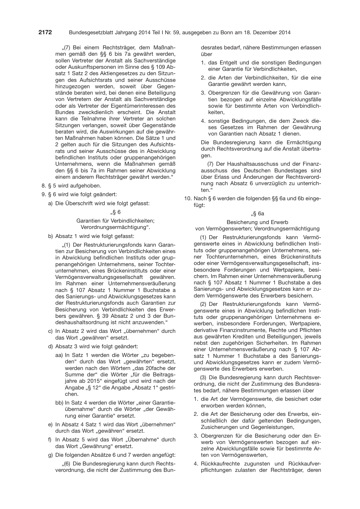 BGBl. 2014, Seite 2172 — Originalseite als Abbildung