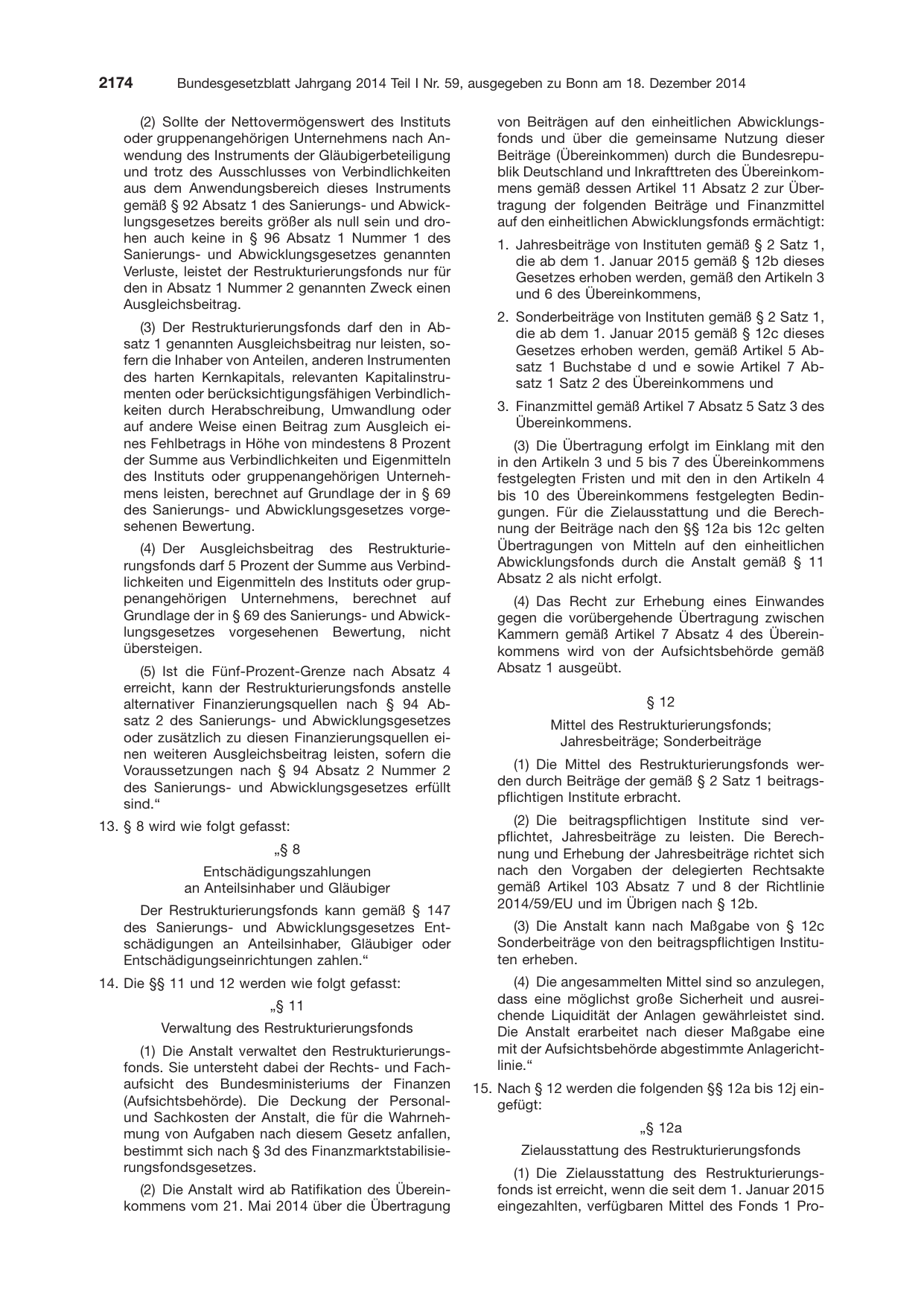 BGBl. 2014, Seite 2174 — Originalseite als Abbildung