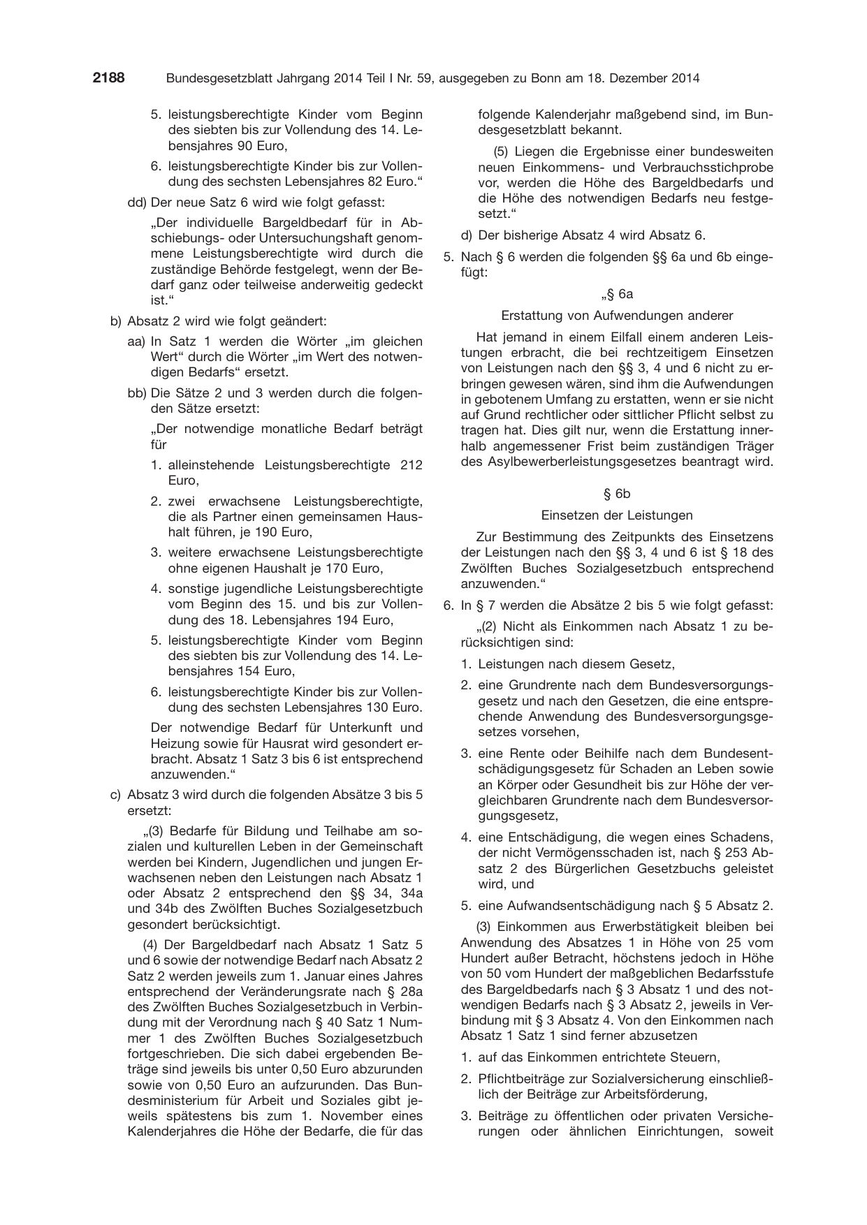 BGBl. 2014, Seite 2188 — Originalseite als Abbildung