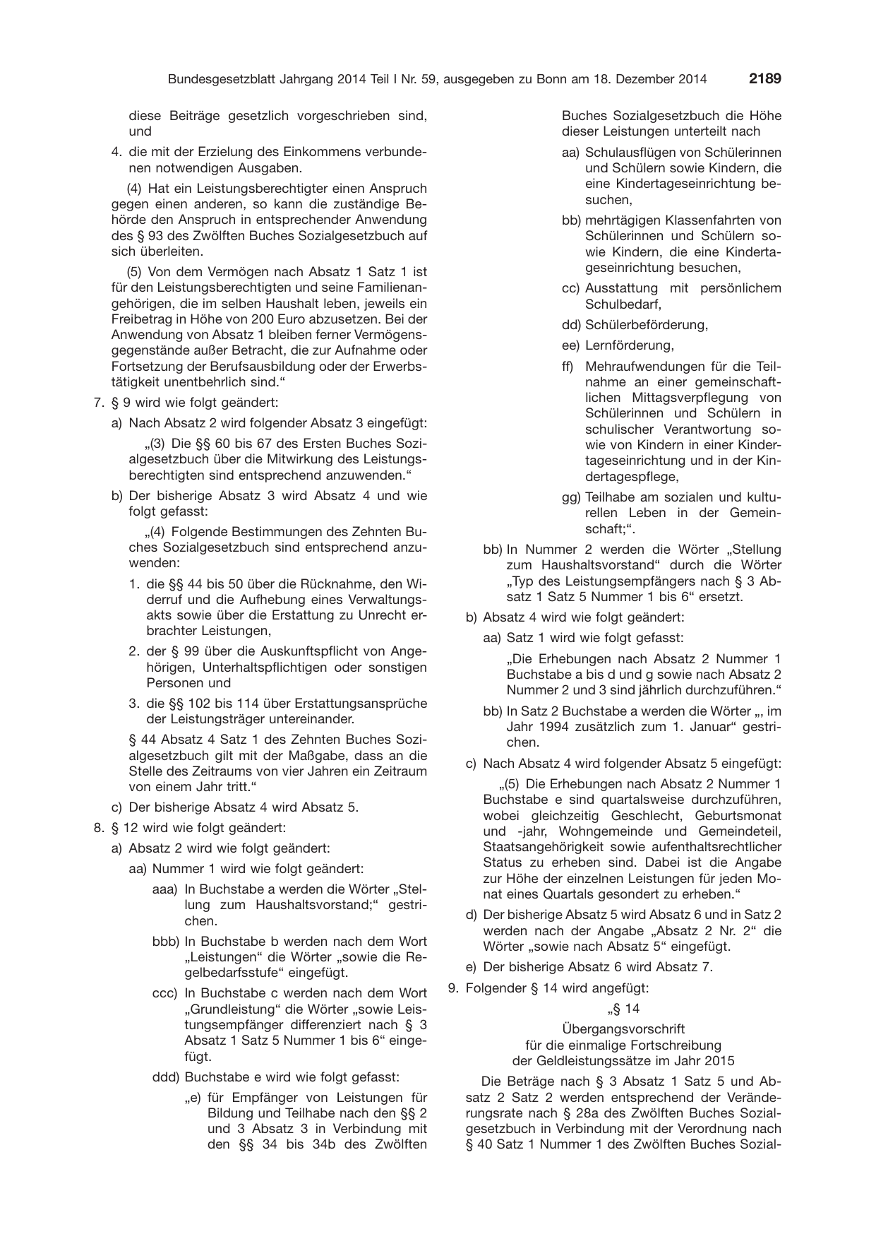 BGBl. 2014, Seite 2189 — Originalseite als Abbildung