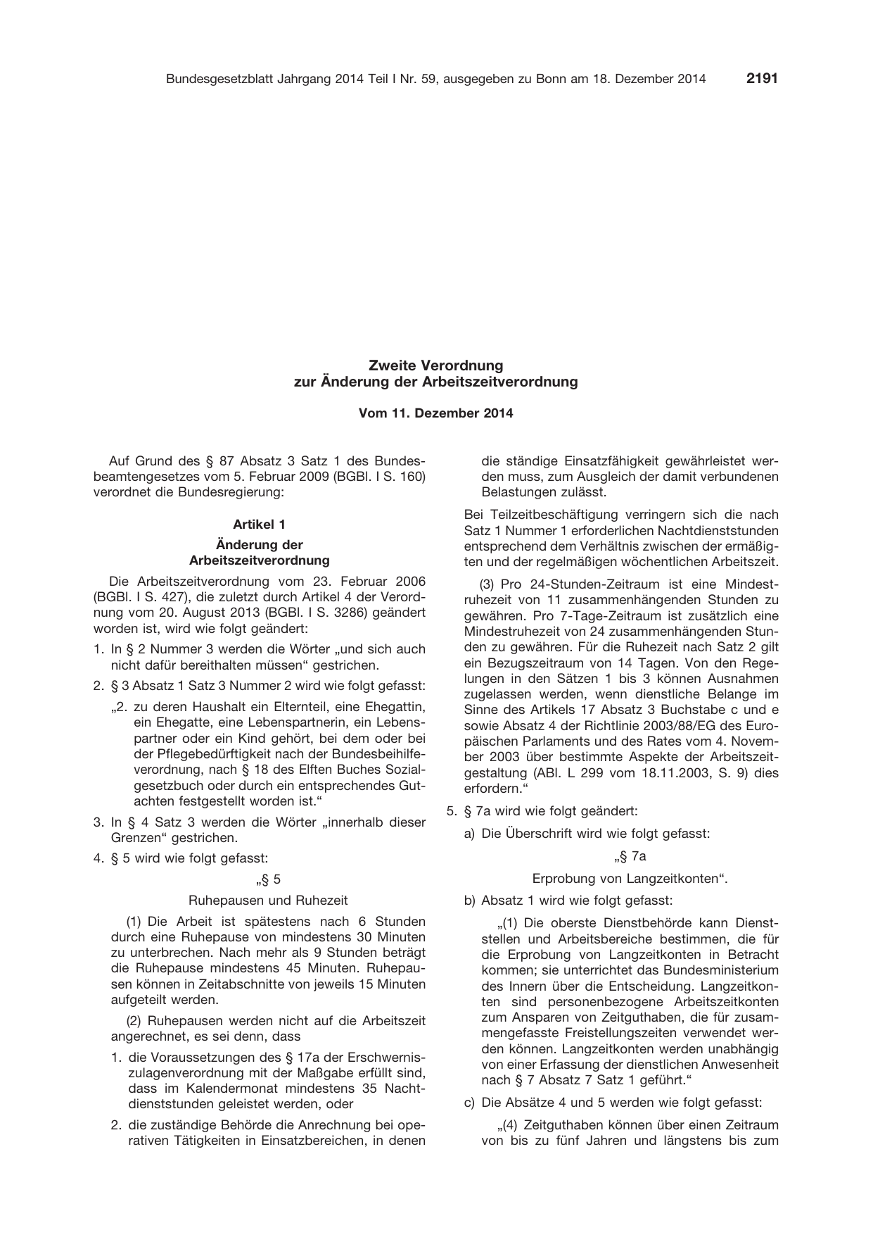 BGBl. 2014, Seite 2191 — Originalseite als Abbildung