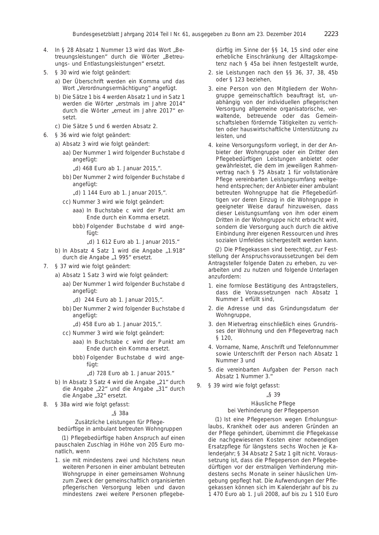 BGBl. 2014, Seite 2223 — Originalseite als Abbildung