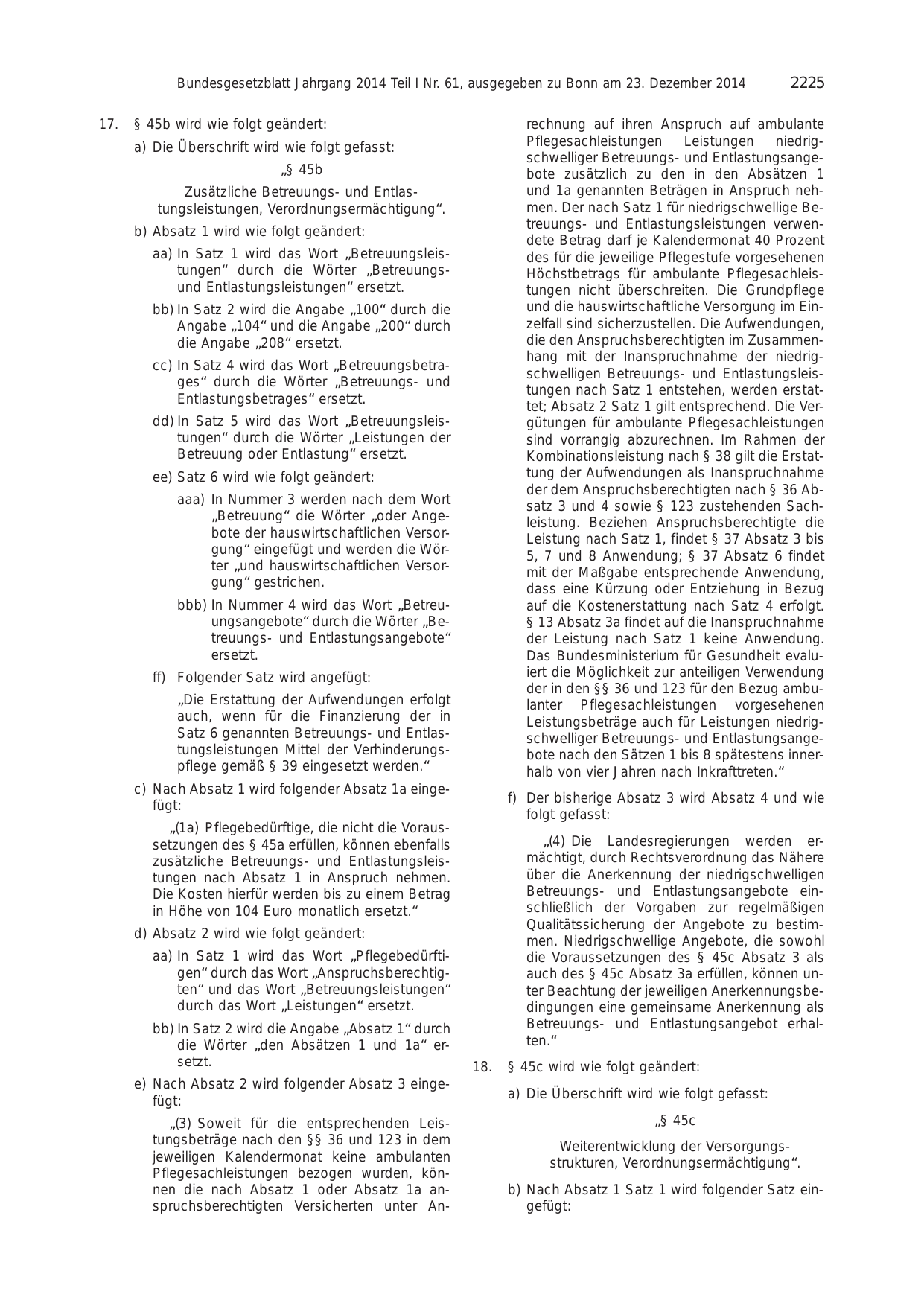 BGBl. 2014, Seite 2225 — Originalseite als Abbildung