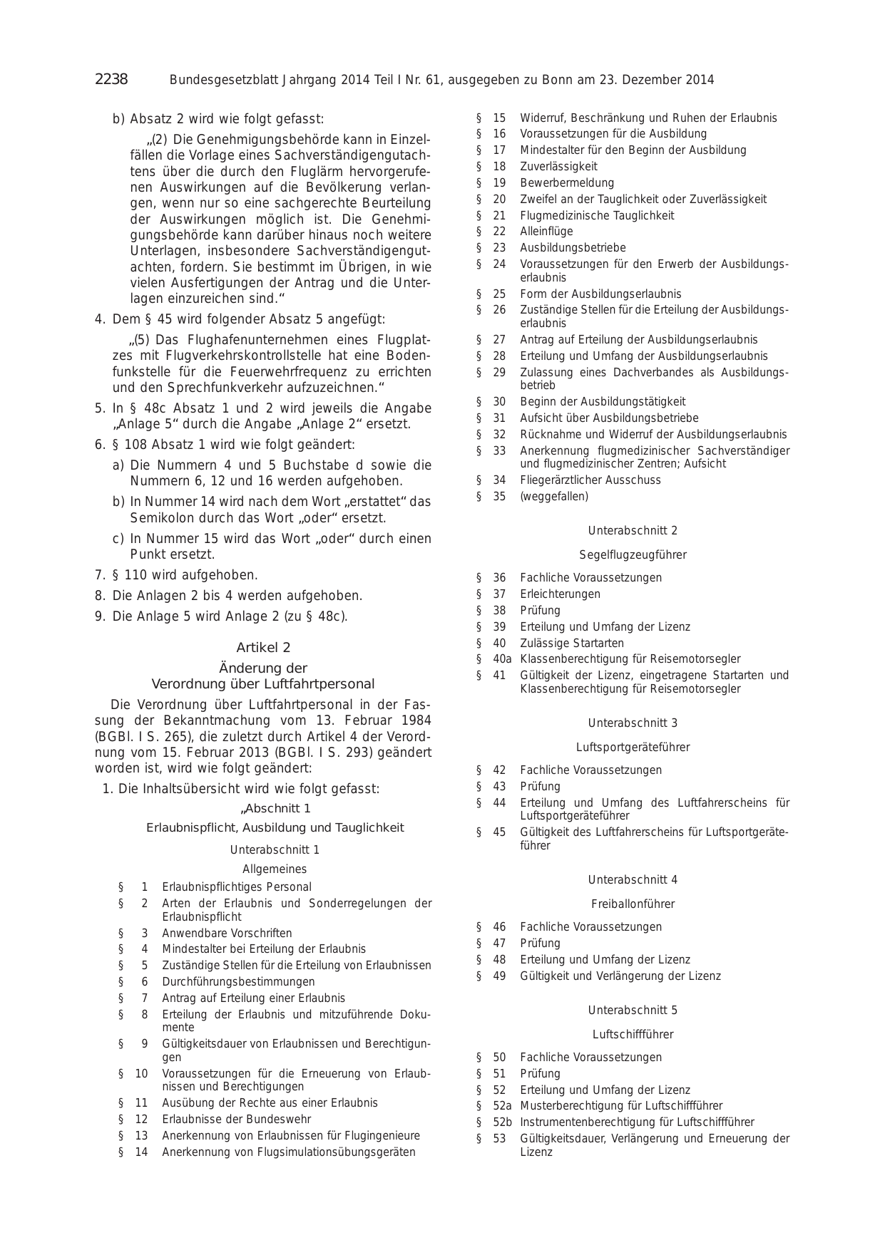 BGBl. 2014, Seite 2238 — Originalseite als Abbildung