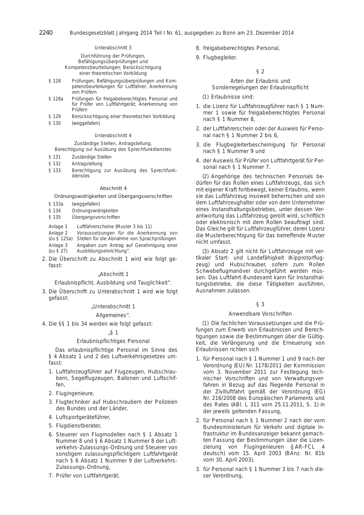 BGBl. 2014, Seite 2240 — Originalseite als Abbildung