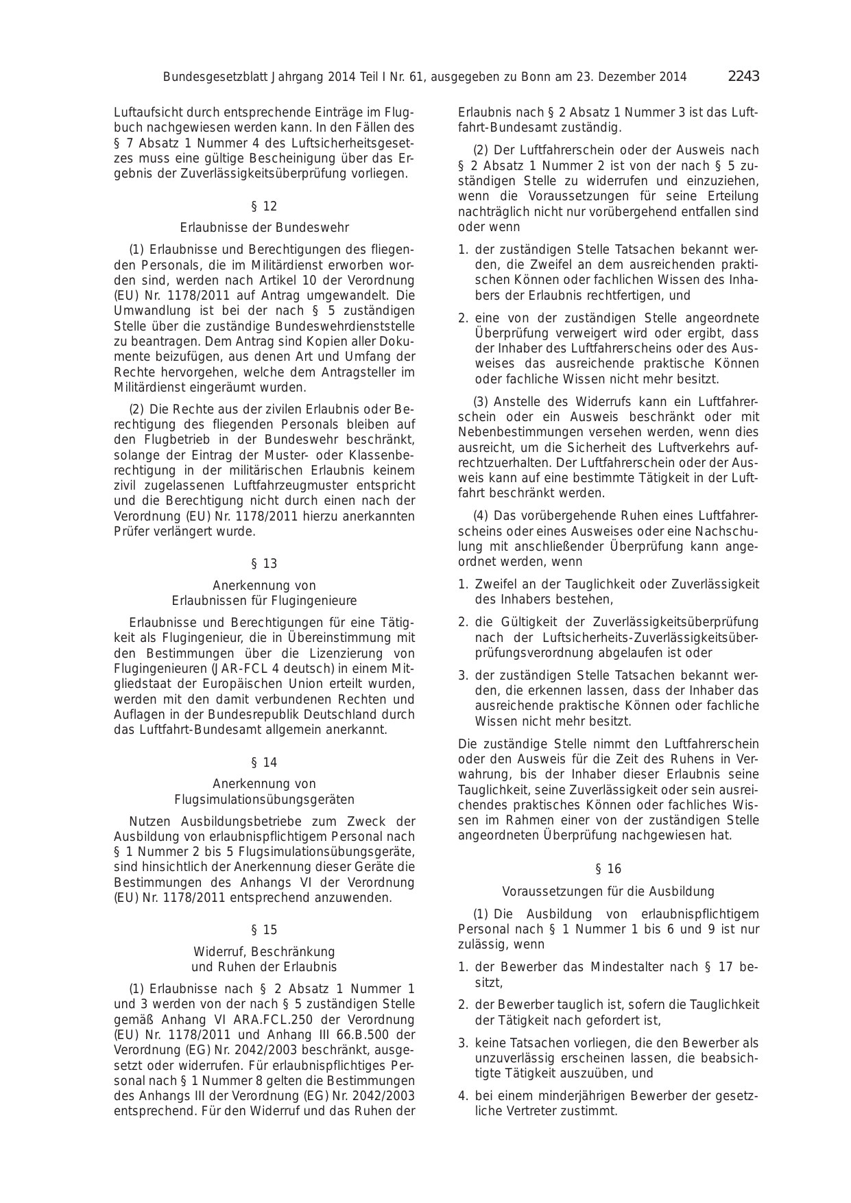 BGBl. 2014, Seite 2243 — Originalseite als Abbildung