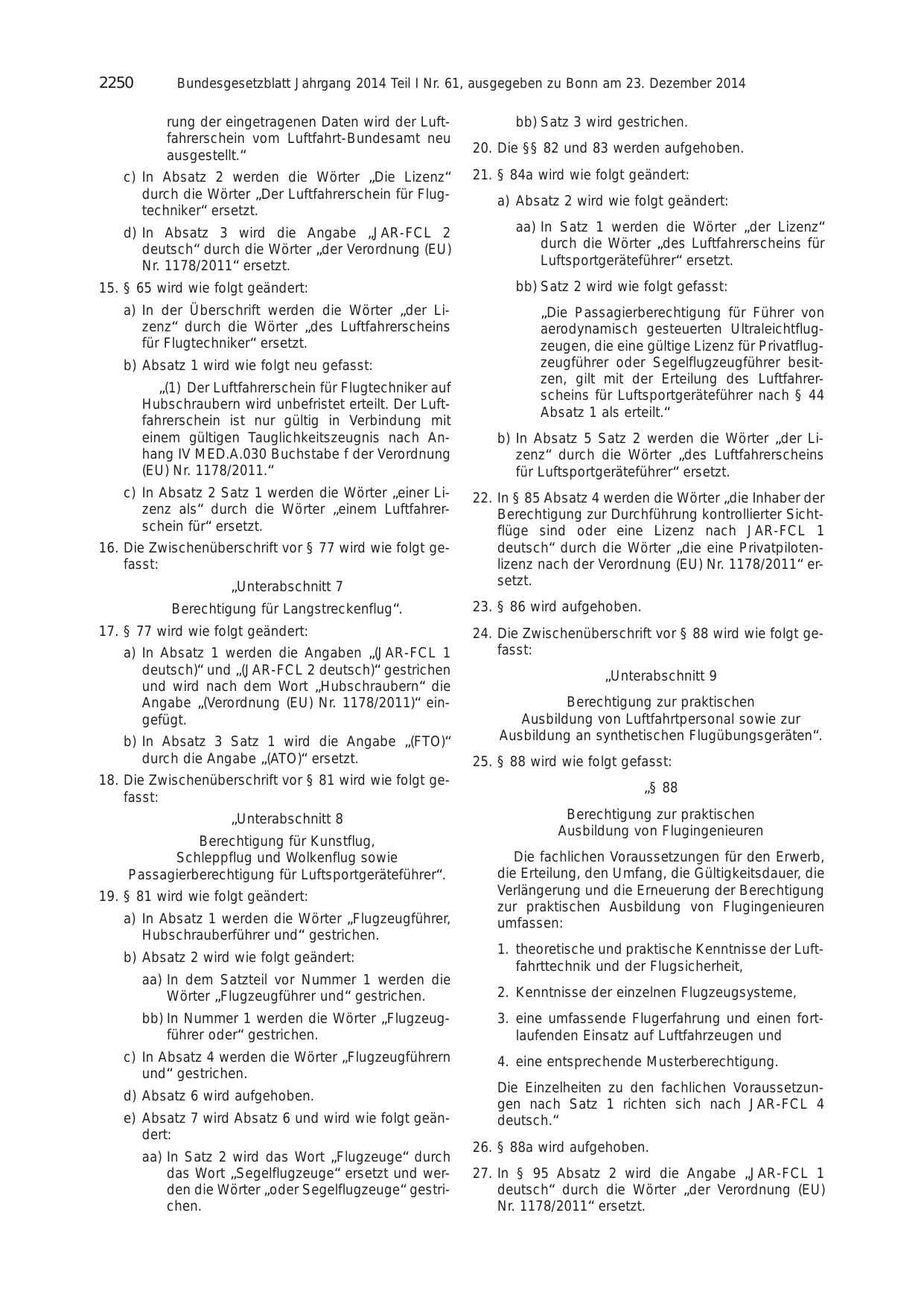 BGBl. 2014, Seite 2250 — Originalseite als Abbildung