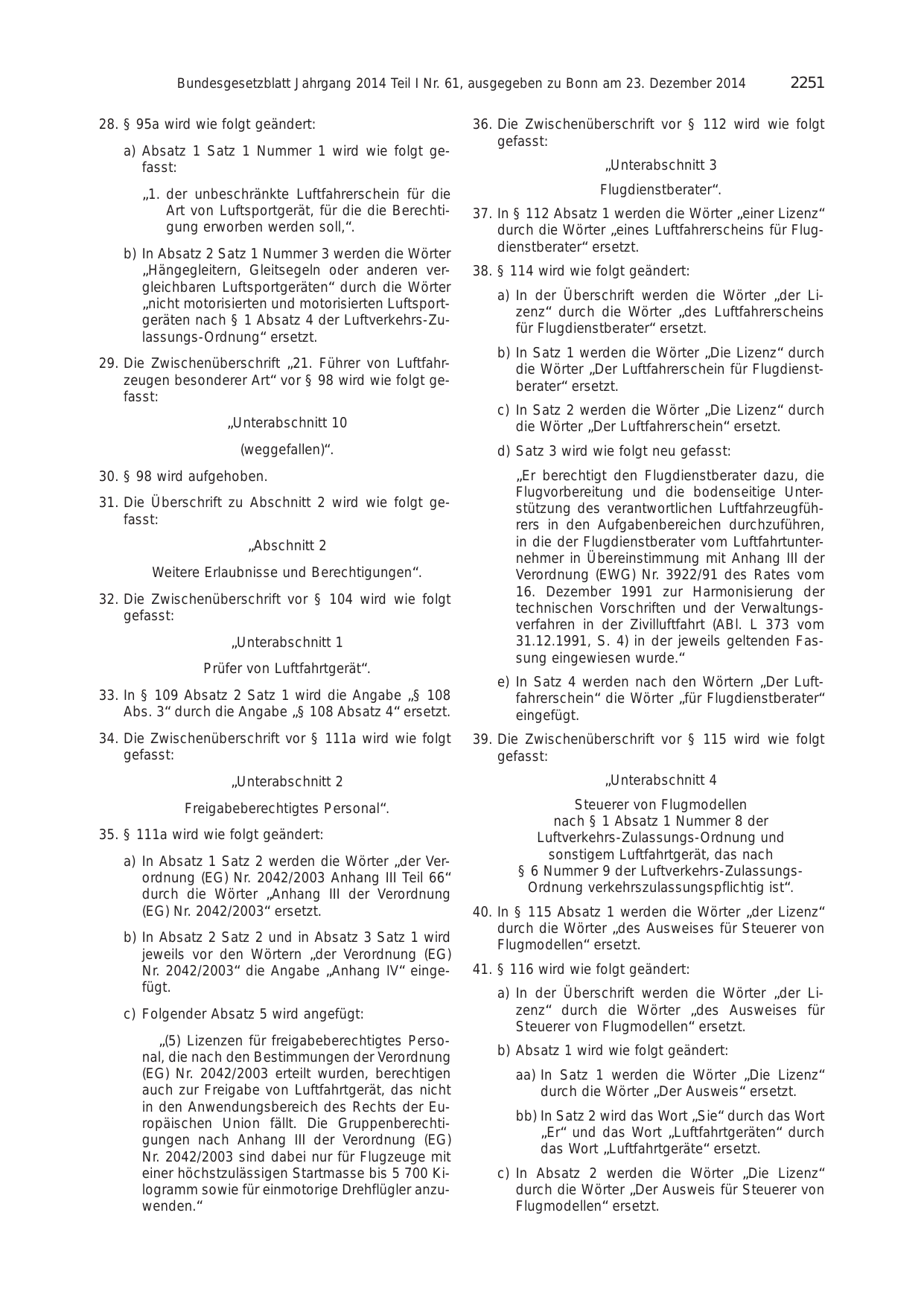 BGBl. 2014, Seite 2251 — Originalseite als Abbildung