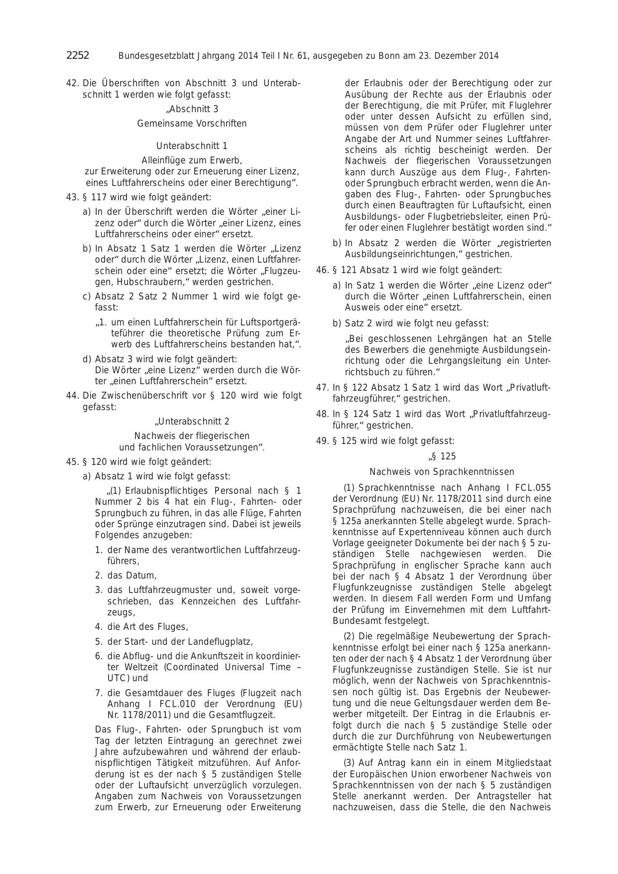 BGBl. 2014, Seite 2252 — Originalseite als Abbildung