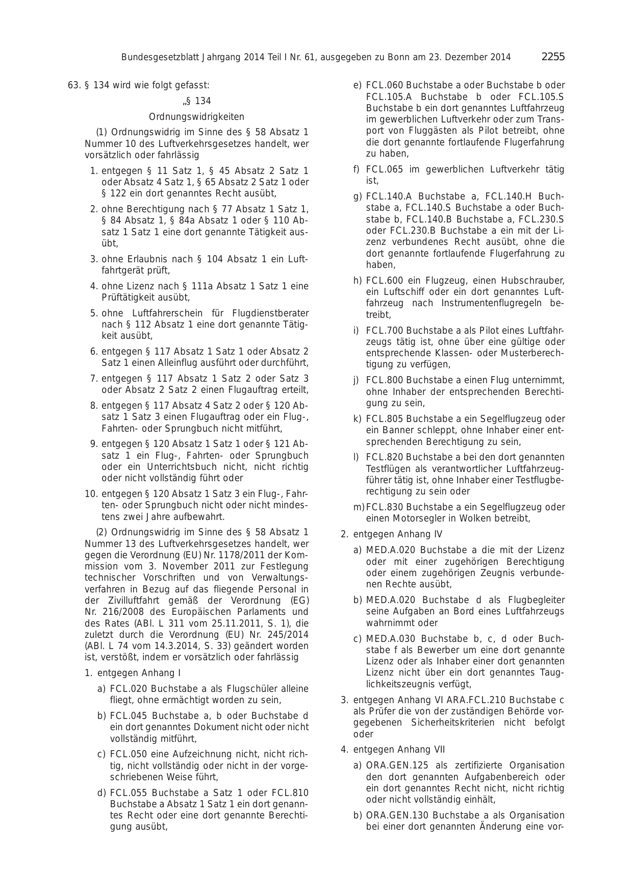 BGBl. 2014, Seite 2255 — Originalseite als Abbildung