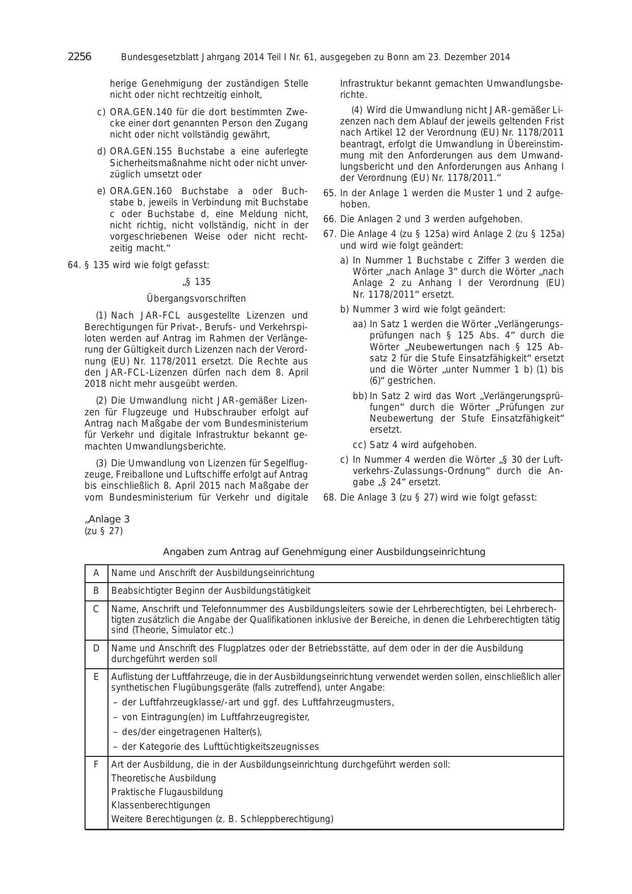 BGBl. 2014, Seite 2256 — Originalseite als Abbildung