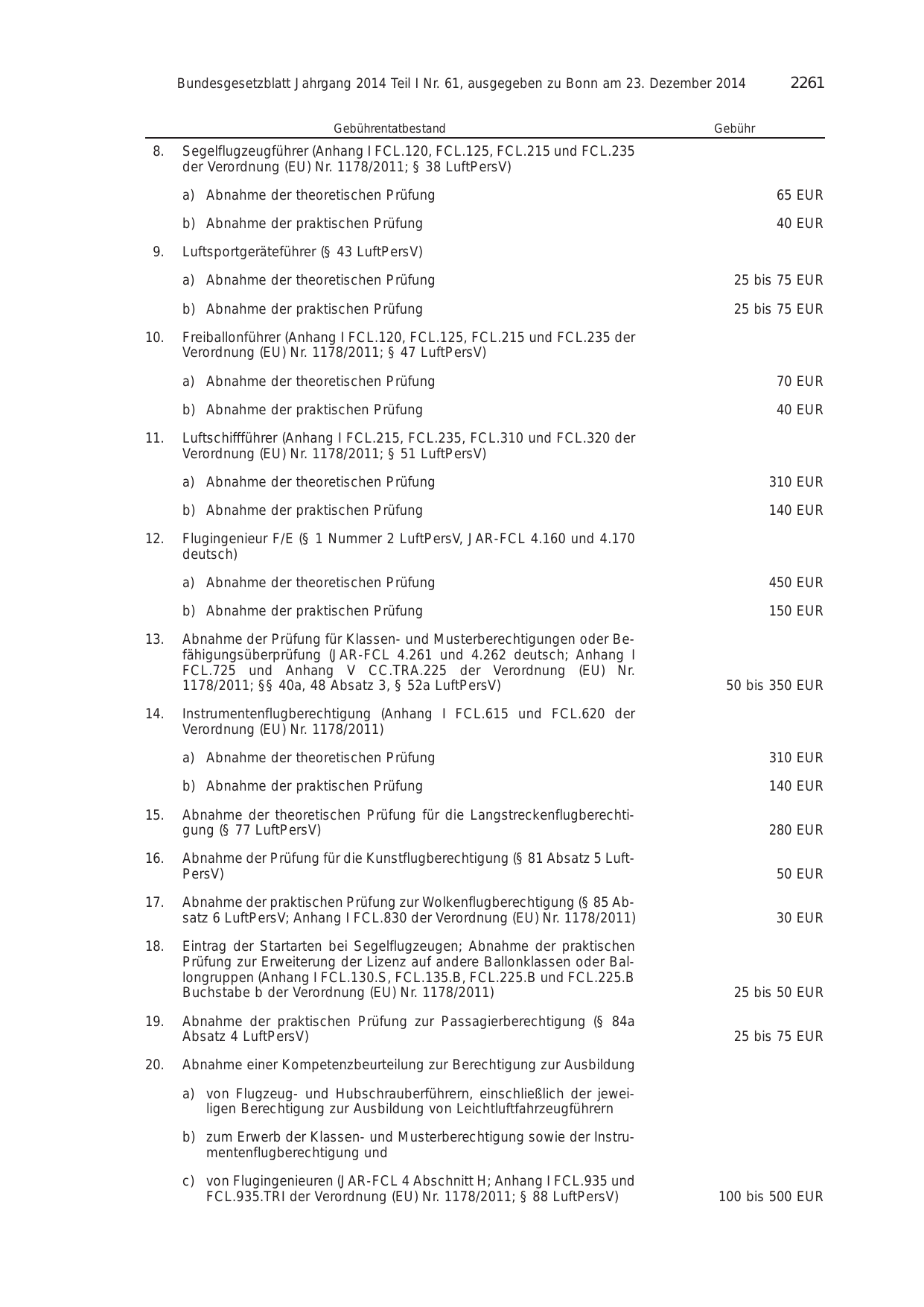 BGBl. 2014, Seite 2261 — Originalseite als Abbildung