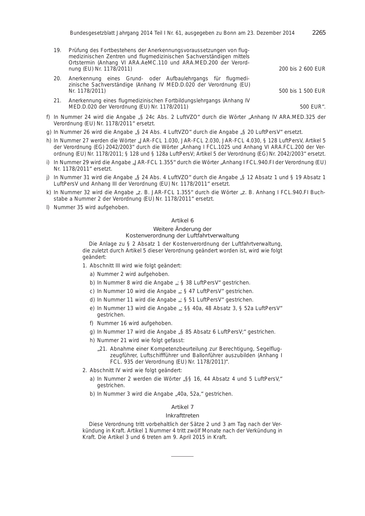 BGBl. 2014, Seite 2265 — Originalseite als Abbildung