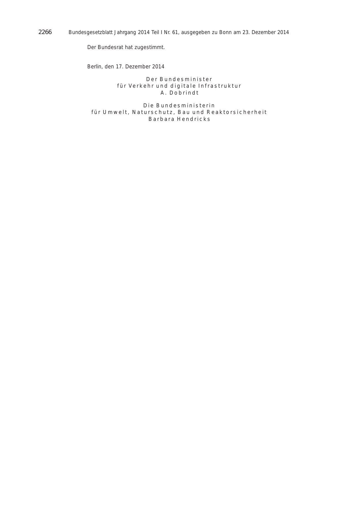 BGBl. 2014, Seite 2266 — Originalseite als Abbildung