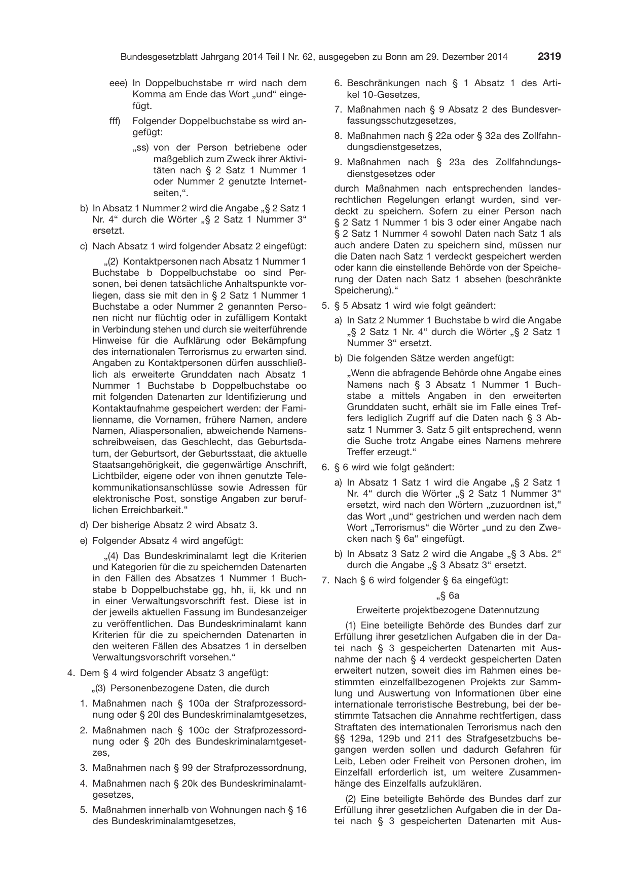 BGBl. 2014, Seite 2319 — Originalseite als Abbildung