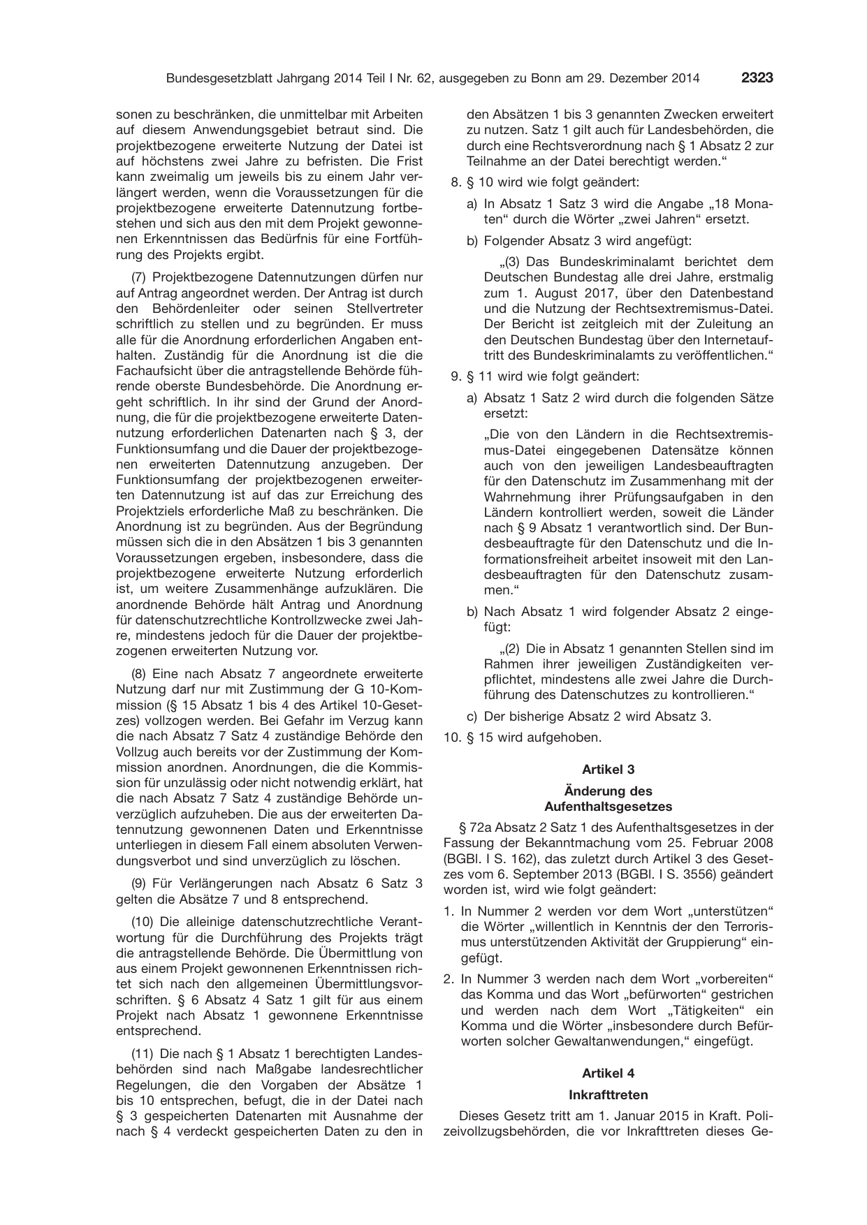 BGBl. 2014, Seite 2323 — Originalseite als Abbildung
