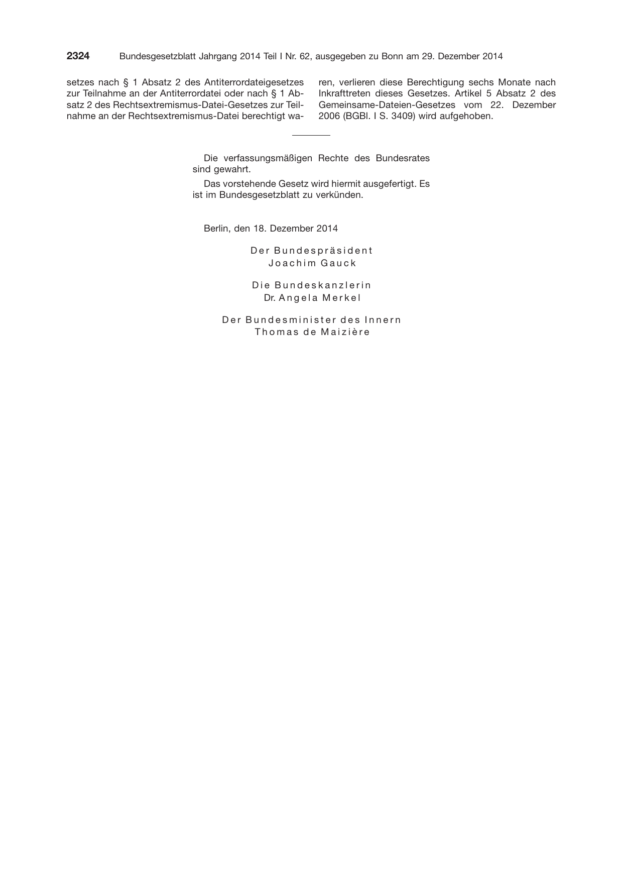 BGBl. 2014, Seite 2324 — Originalseite als Abbildung