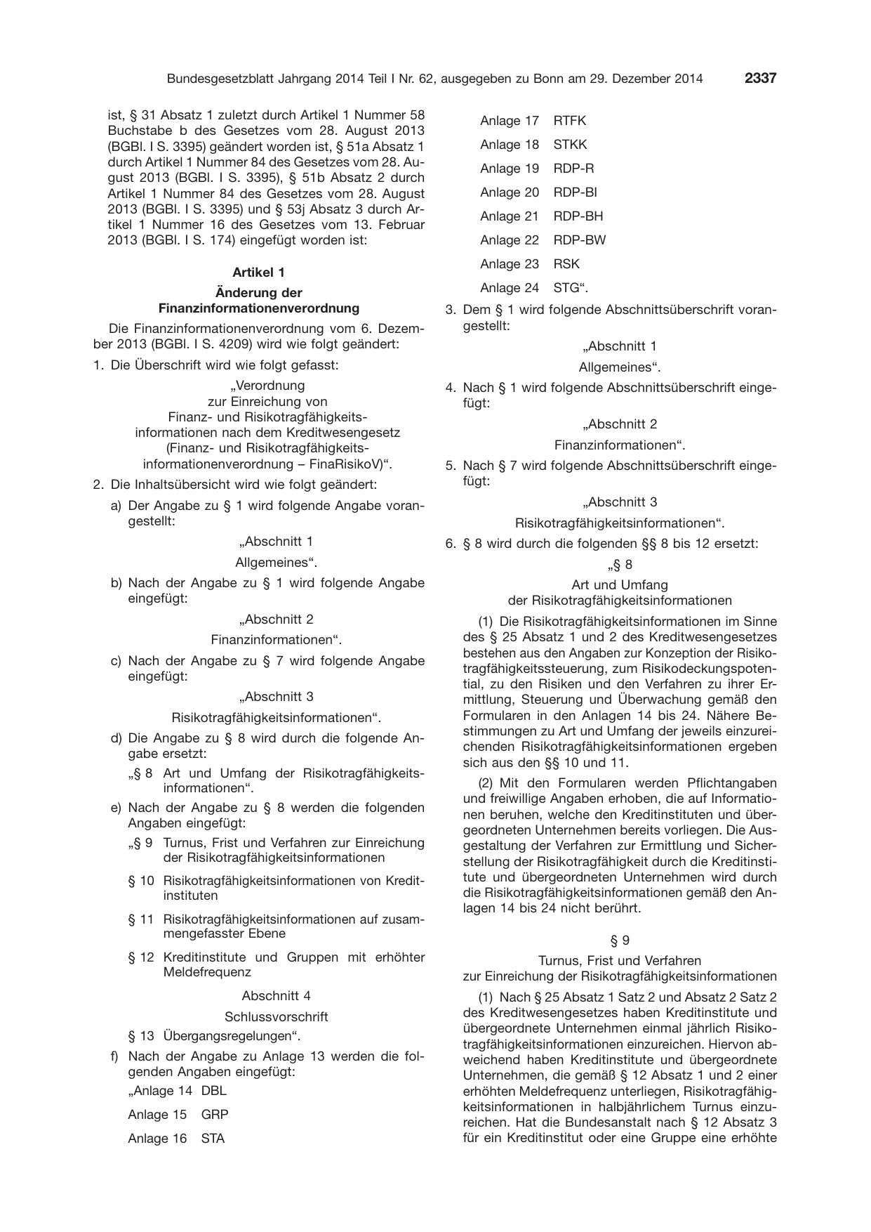 BGBl. 2014, Seite 2337 — Originalseite als Abbildung