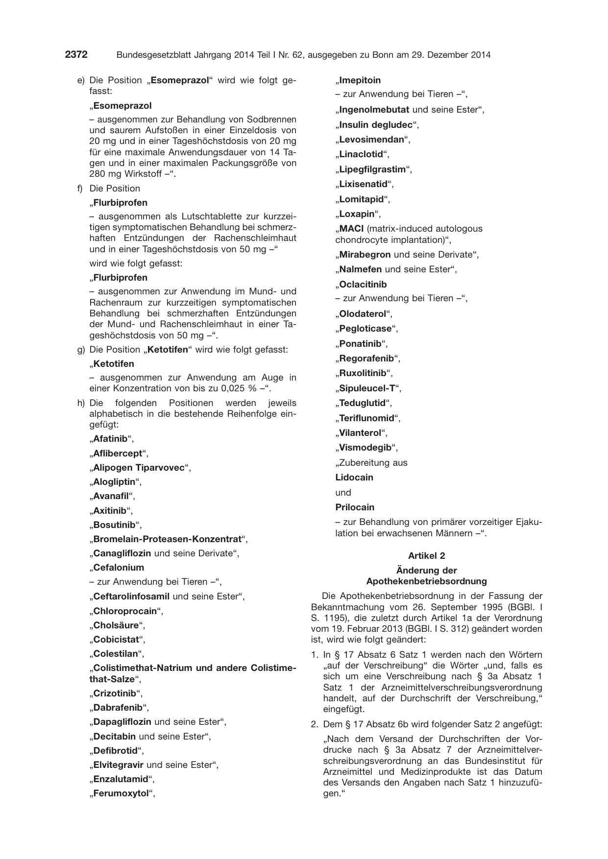 BGBl. 2014, Seite 2372 — Originalseite als Abbildung