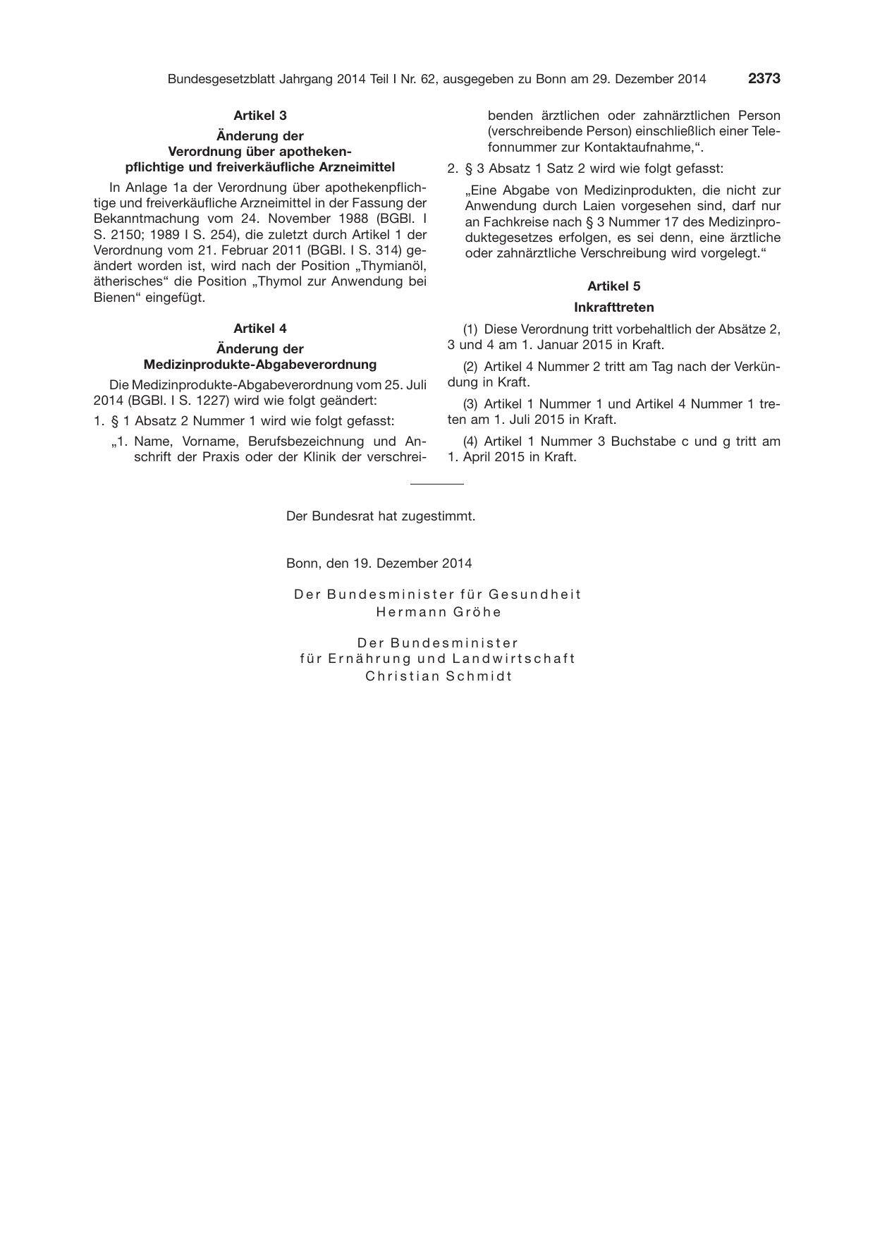 BGBl. 2014, Seite 2373 — Originalseite als Abbildung