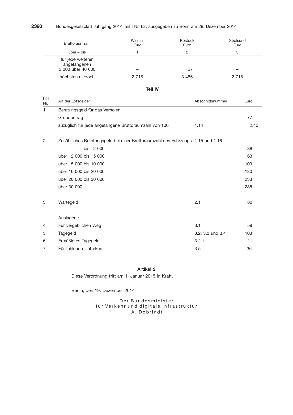 BGBl. 2014, Seite 2390 — Originalseite als Abbildung