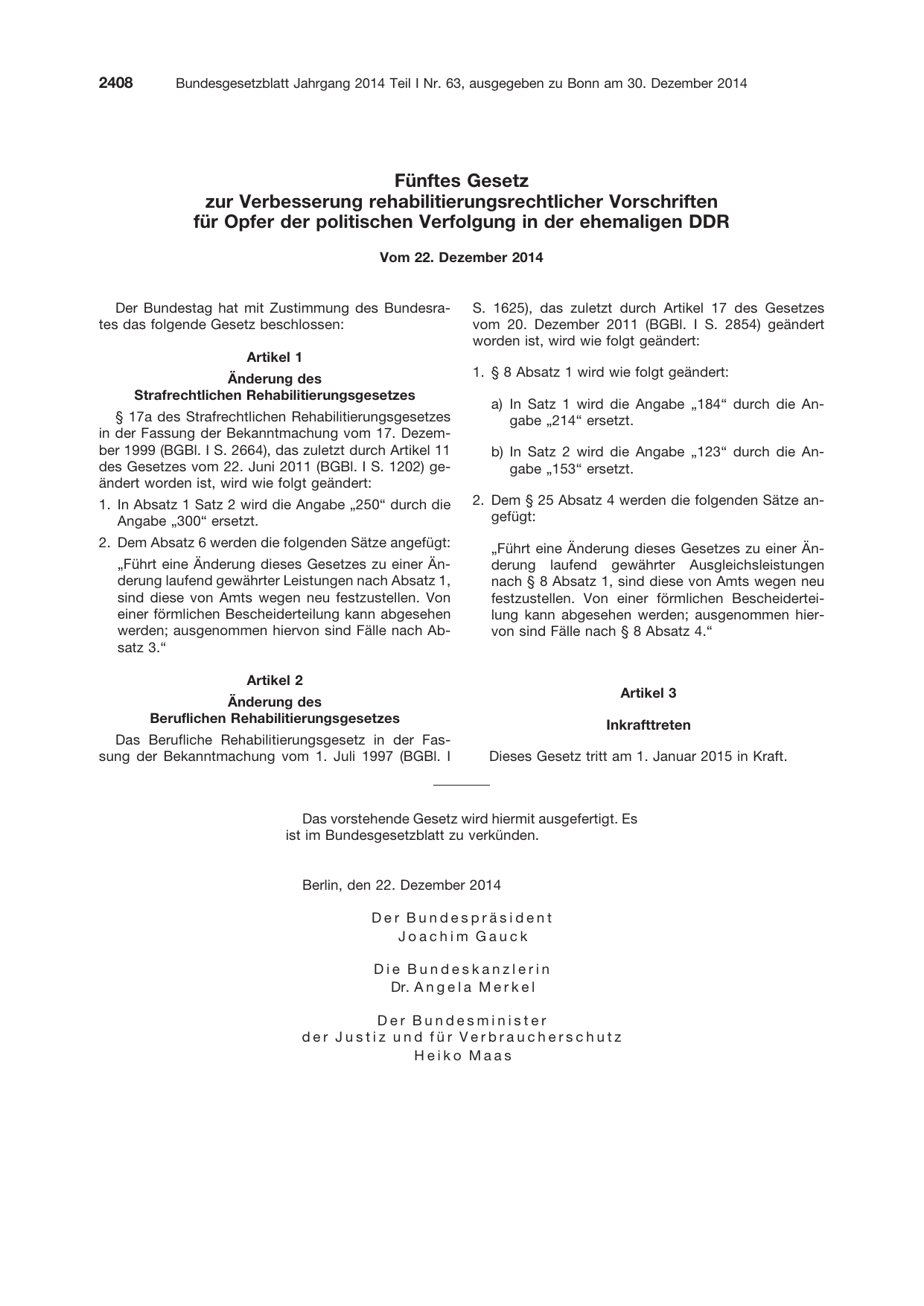 BGBl. 2014, Seite 2408 — Originalseite als Abbildung
