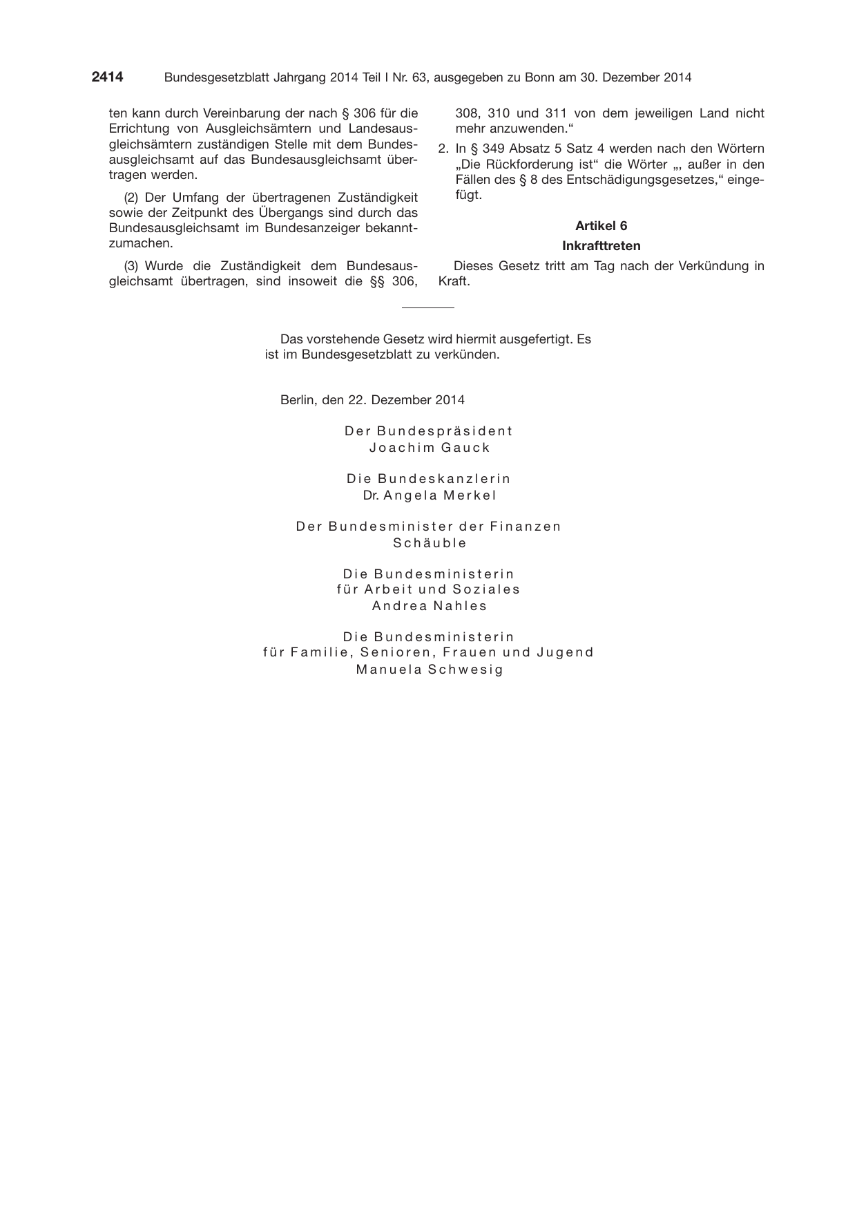 BGBl. 2014, Seite 2414 — Originalseite als Abbildung