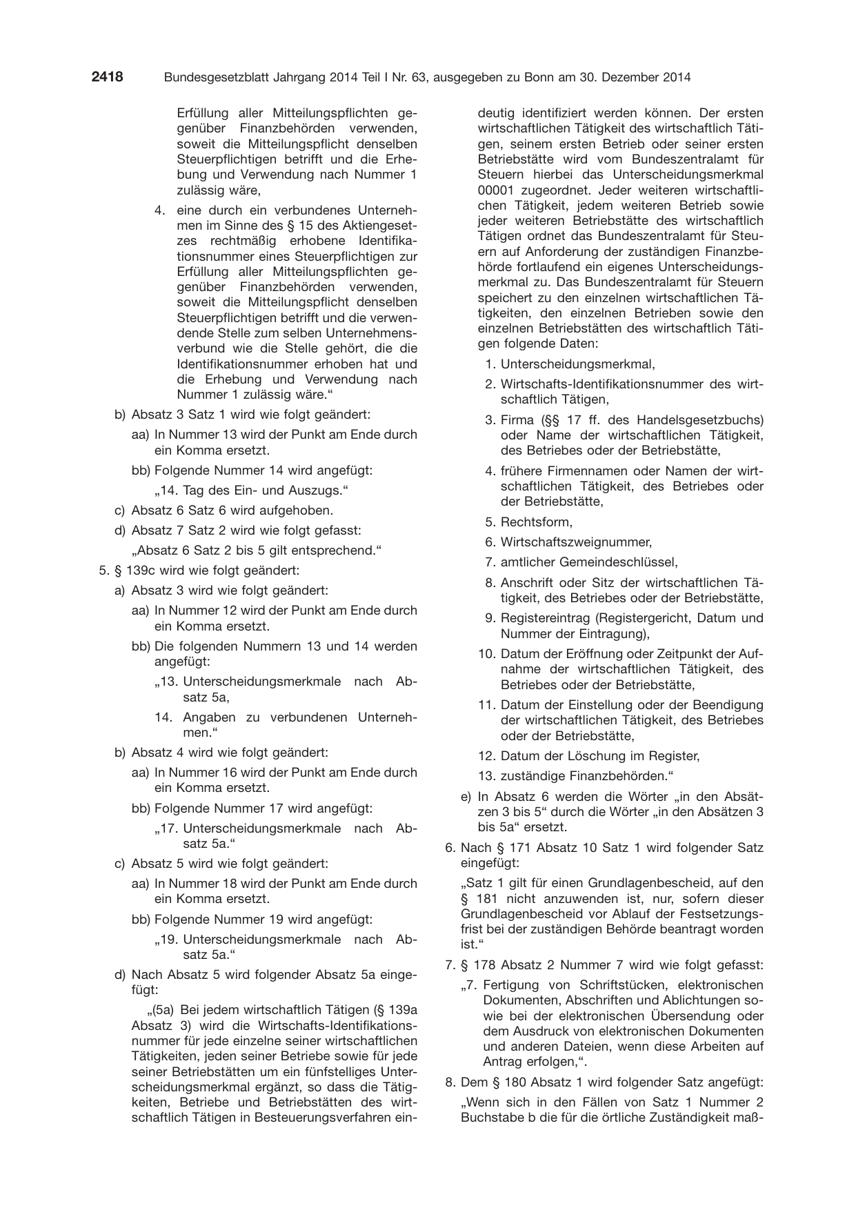 BGBl. 2014, Seite 2418 — Originalseite als Abbildung