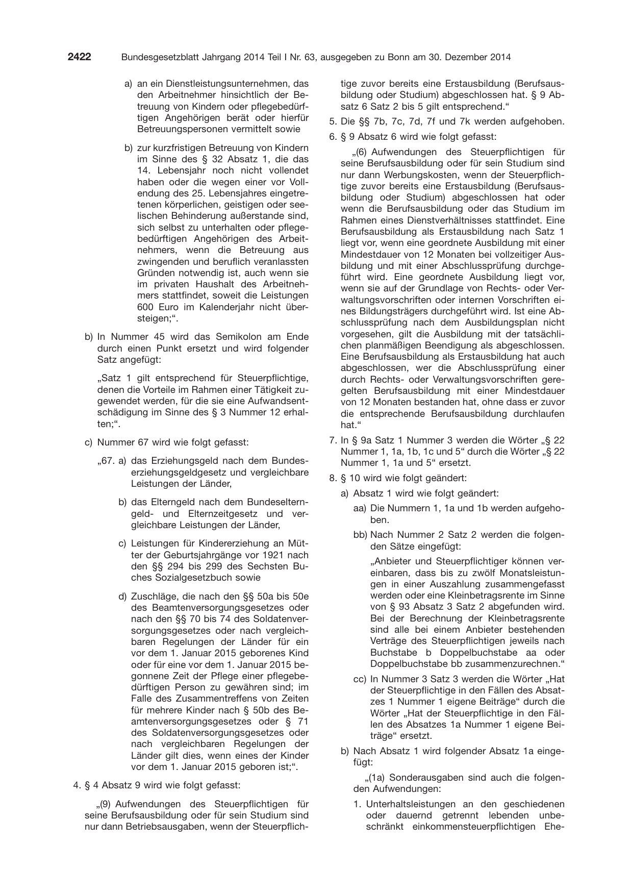 BGBl. 2014, Seite 2422 — Originalseite als Abbildung