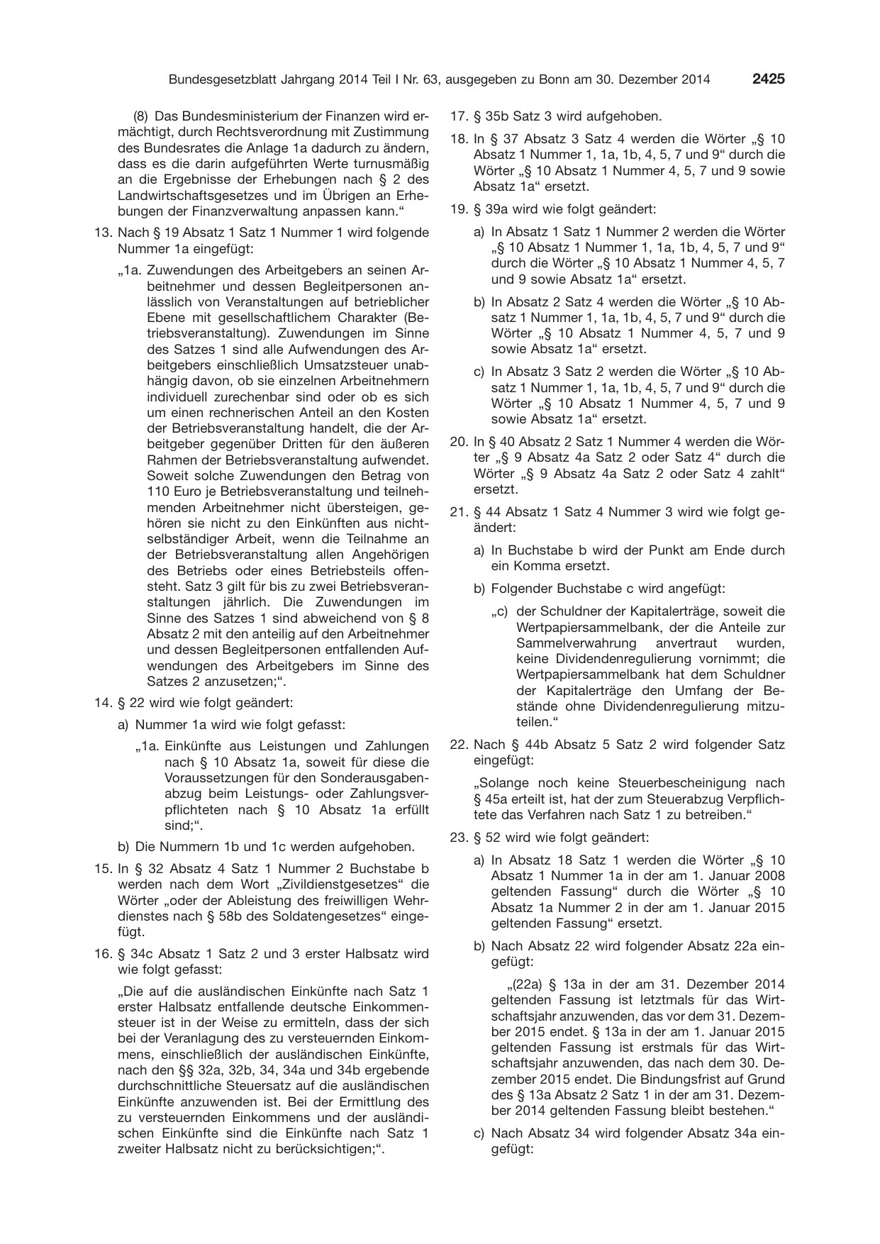 BGBl. 2014, Seite 2425 — Originalseite als Abbildung