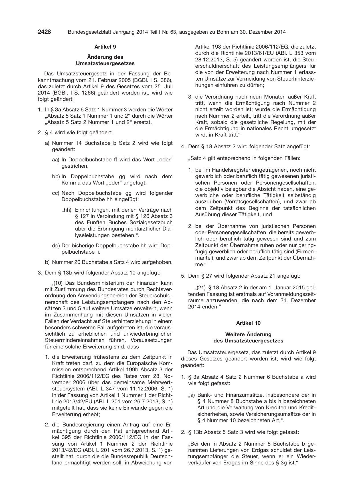 BGBl. 2014, Seite 2428 — Originalseite als Abbildung