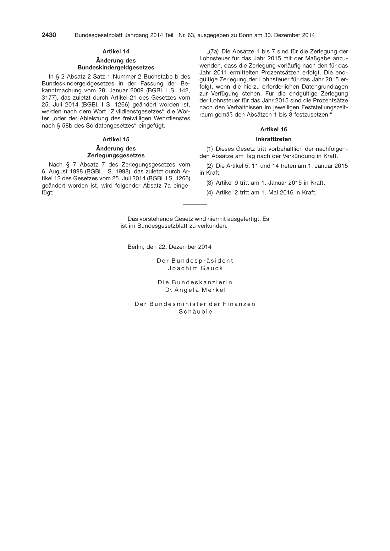 BGBl. 2014, Seite 2430 — Originalseite als Abbildung